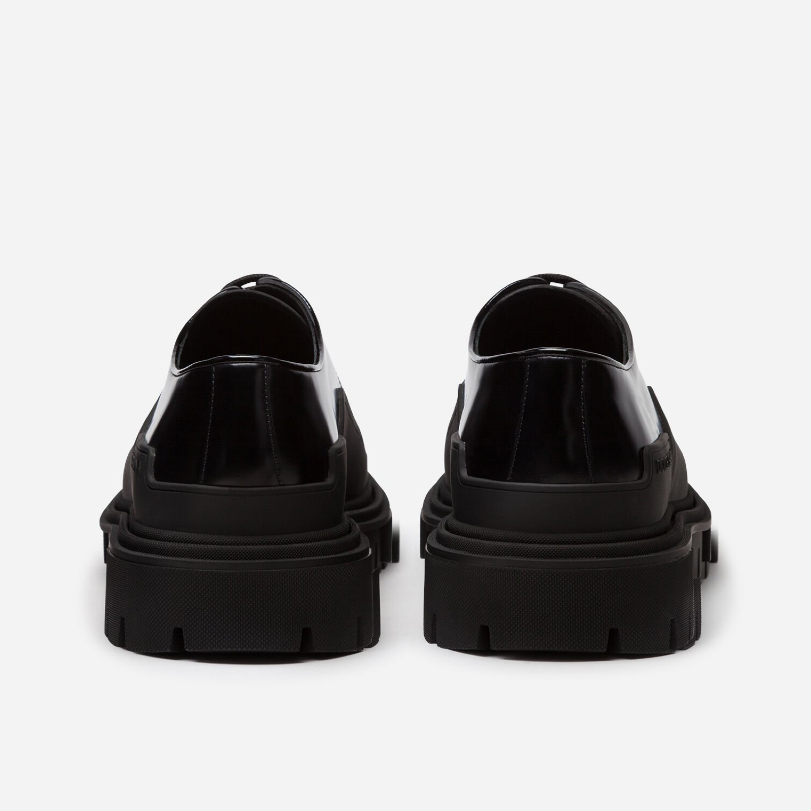 Dolce & Gabbana Black Patent Leather Trekking Men Derby Shoes Heel View