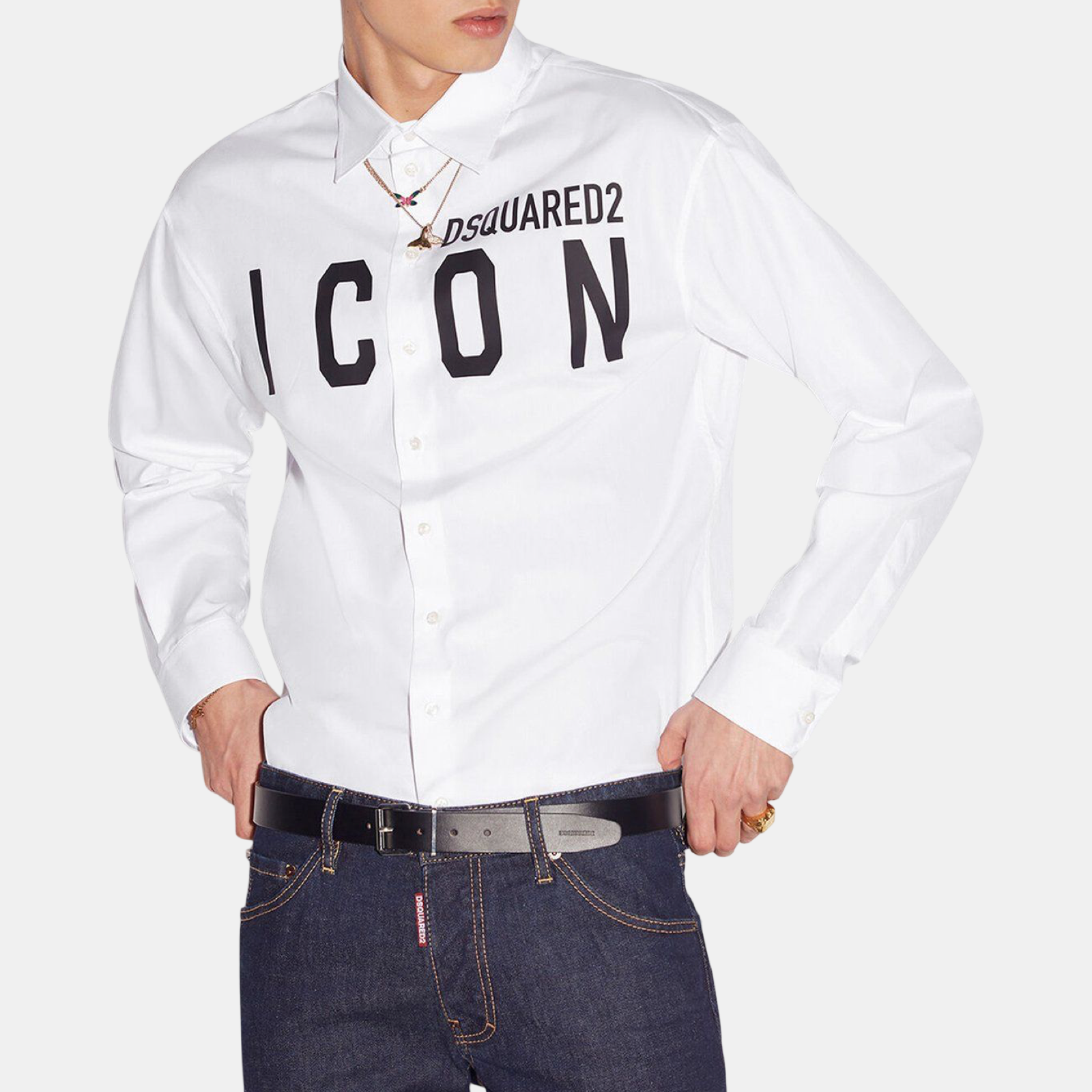 Мъжка бяла риза Dsquared2 Icon Men Shirt Side View