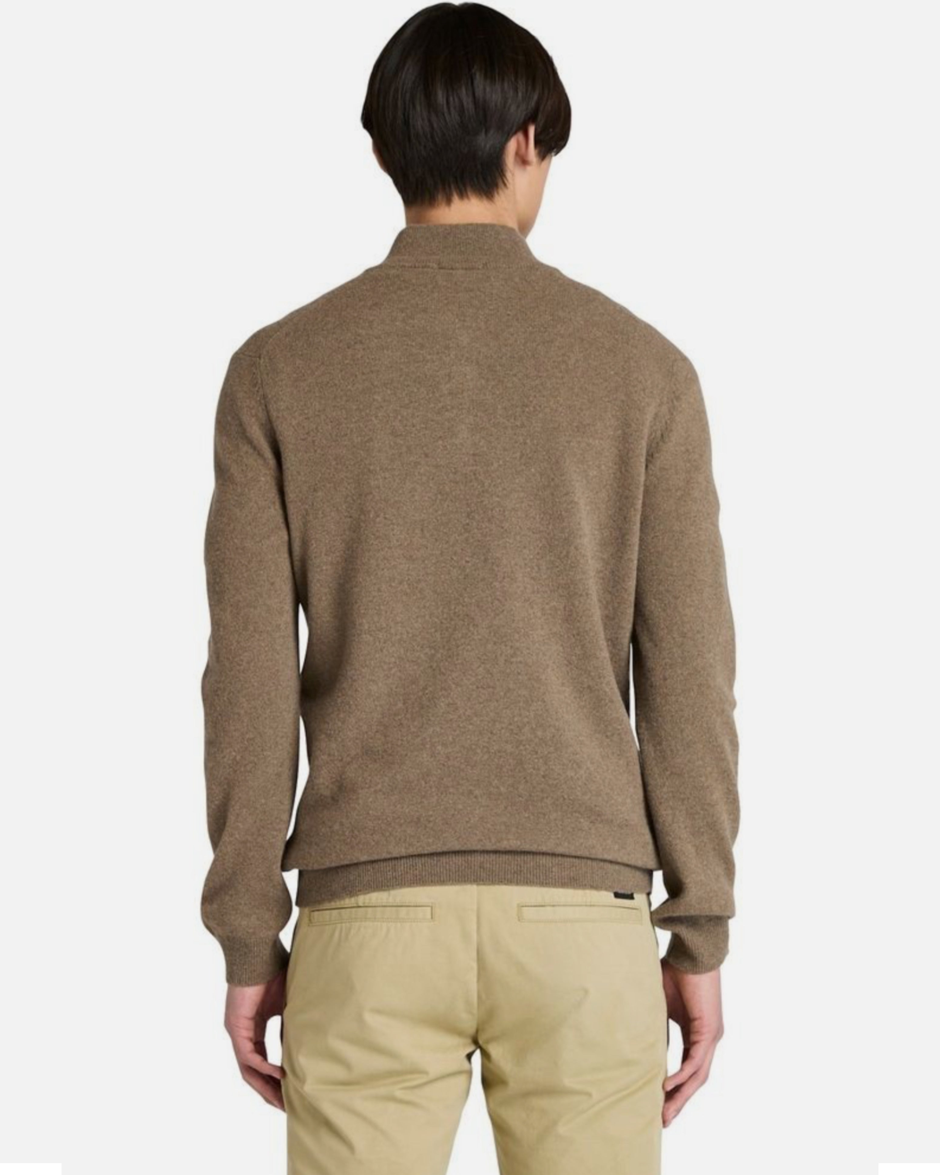 Мъжки пуловер с цип Men’s Jaffrey Lambswool 1/4 Zip Sweater TB0A2C5WBK0 Beige back view