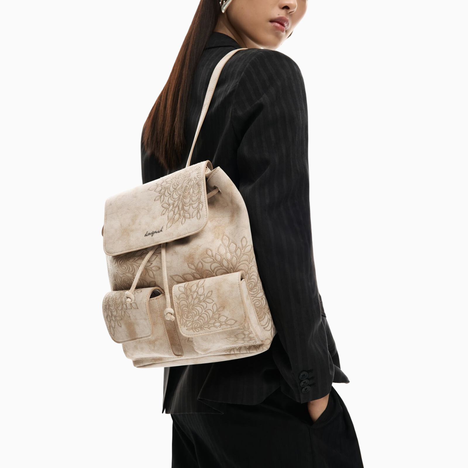 Дамска бежова раница Desigual Women Rucksack 26SAKP40 1018 Model View