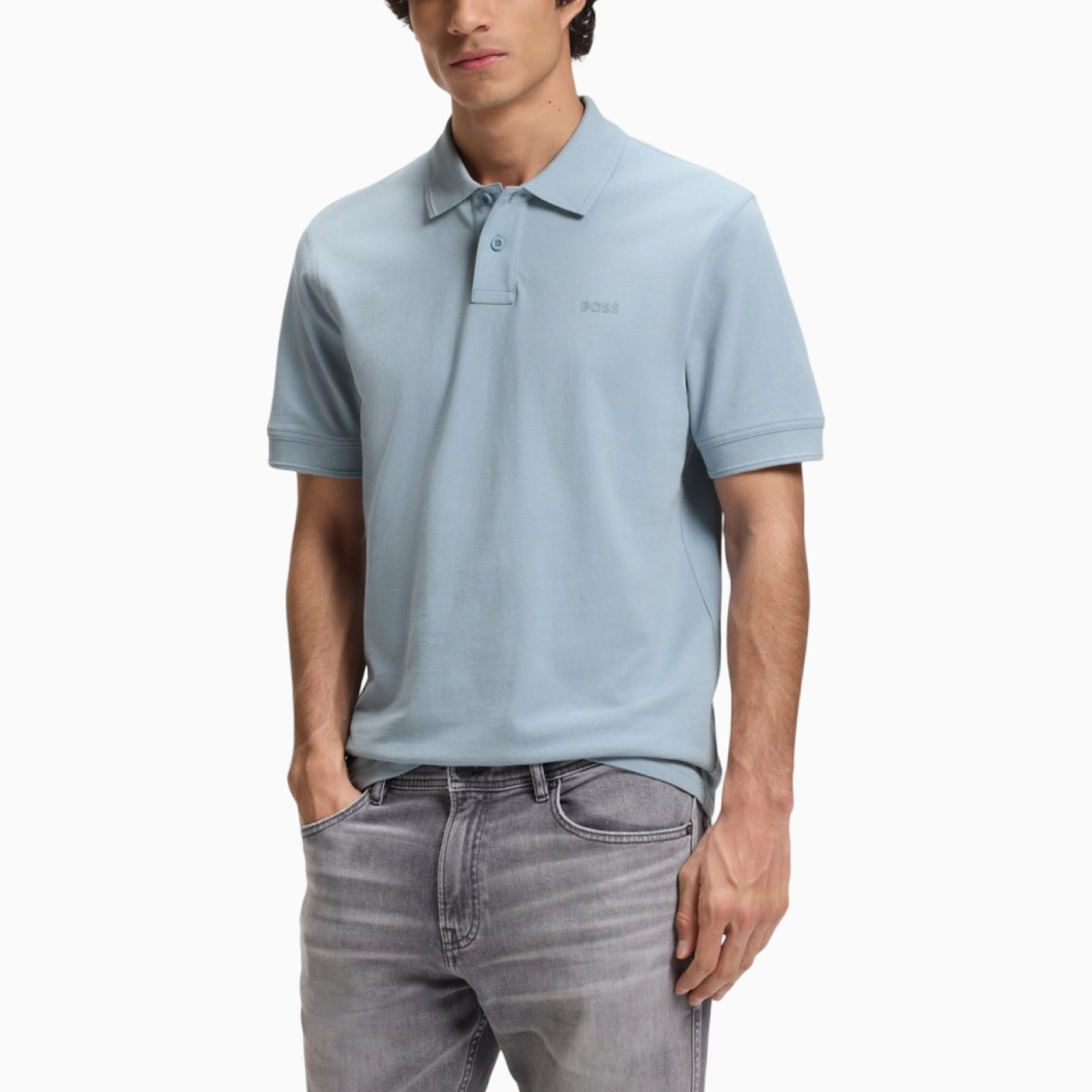 Мъжка светло синя поло тениска Boss Prime Men Polo 50578113 458 Front View