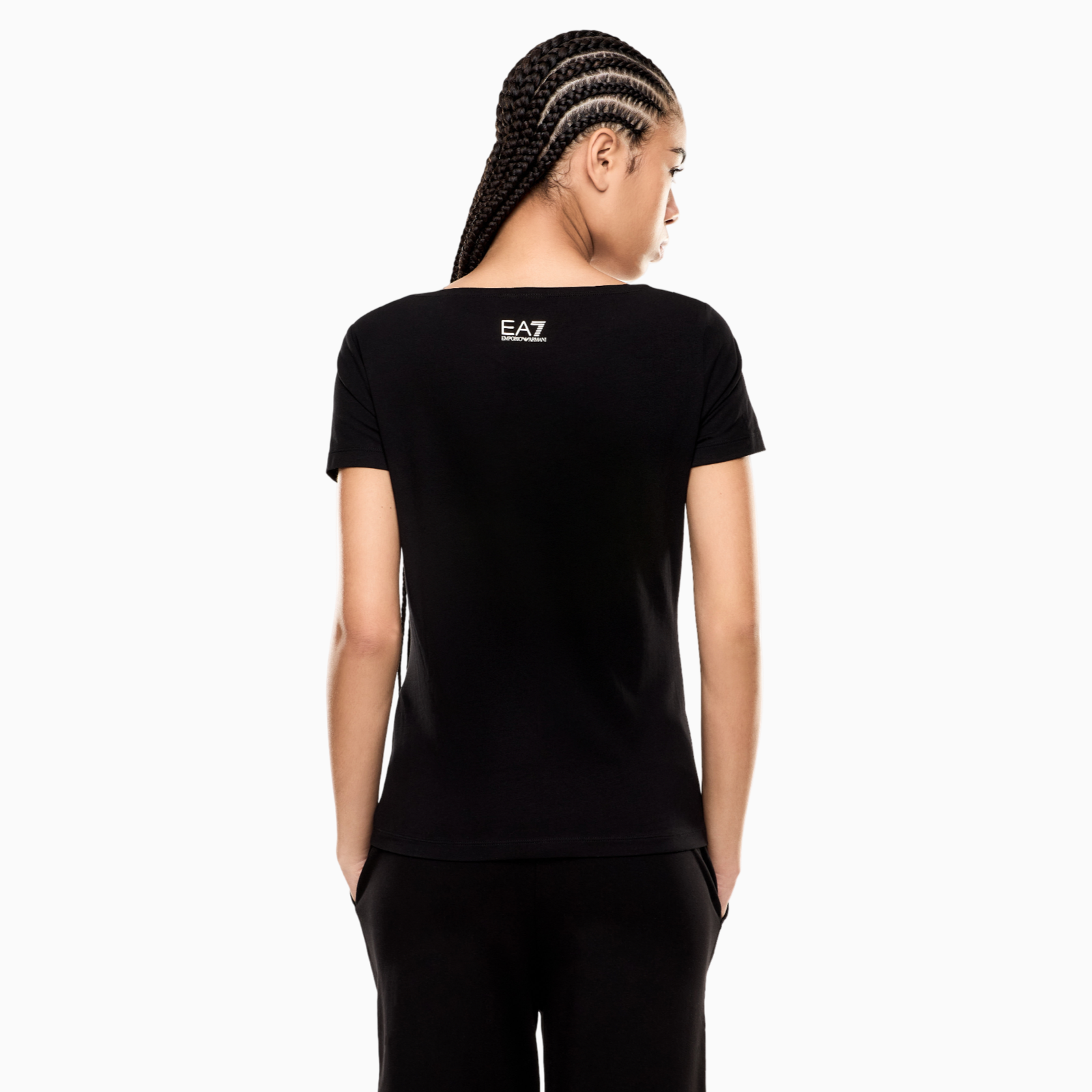 Дамска черна тениска EA7 Emporio Armani Women T-shirt 7W000978 AF10373 UC001 Back View