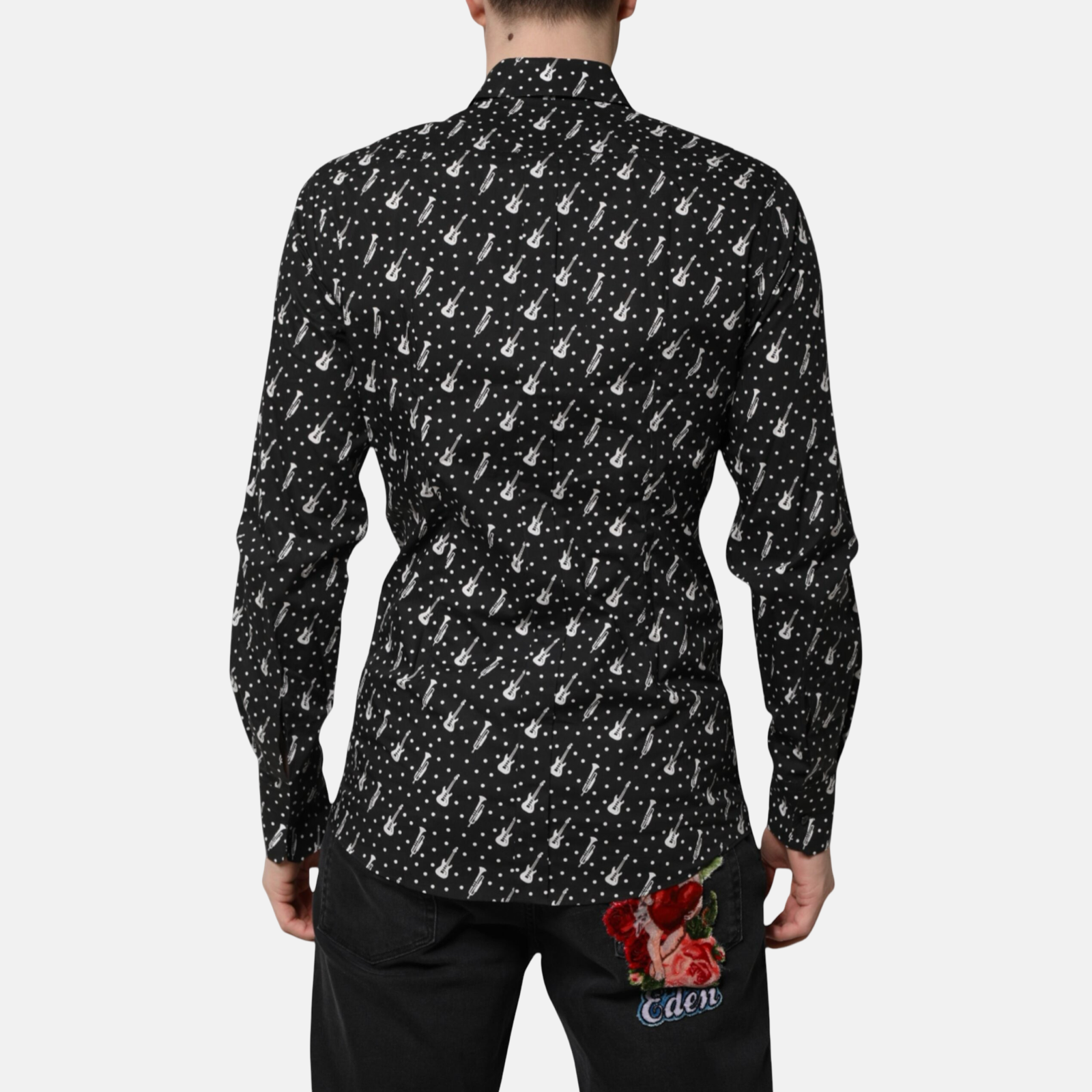 Мъжка риза Dolce & Gabbana Gold Instrument Embellished Men Shirt Back View