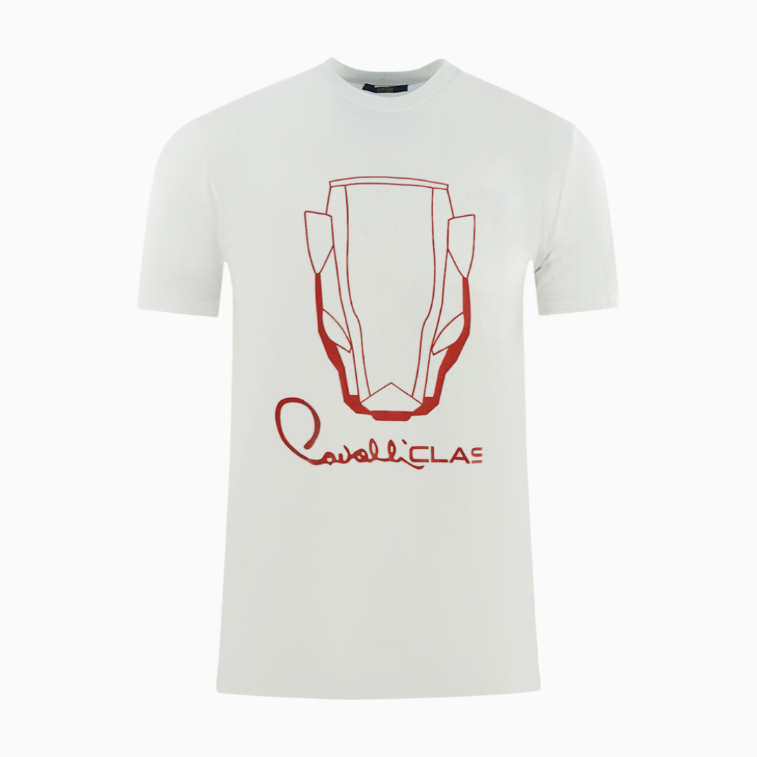 Мъжка бяла тениска Cavalli Class RXT60DJD060_BI00053