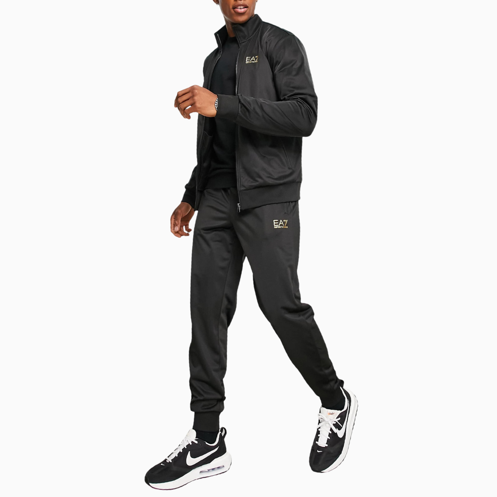 Мъжки черен спортен екип EA7 Emporio Armani Men Tracksuit 8NPV65 PJHCZ 0208 Side View