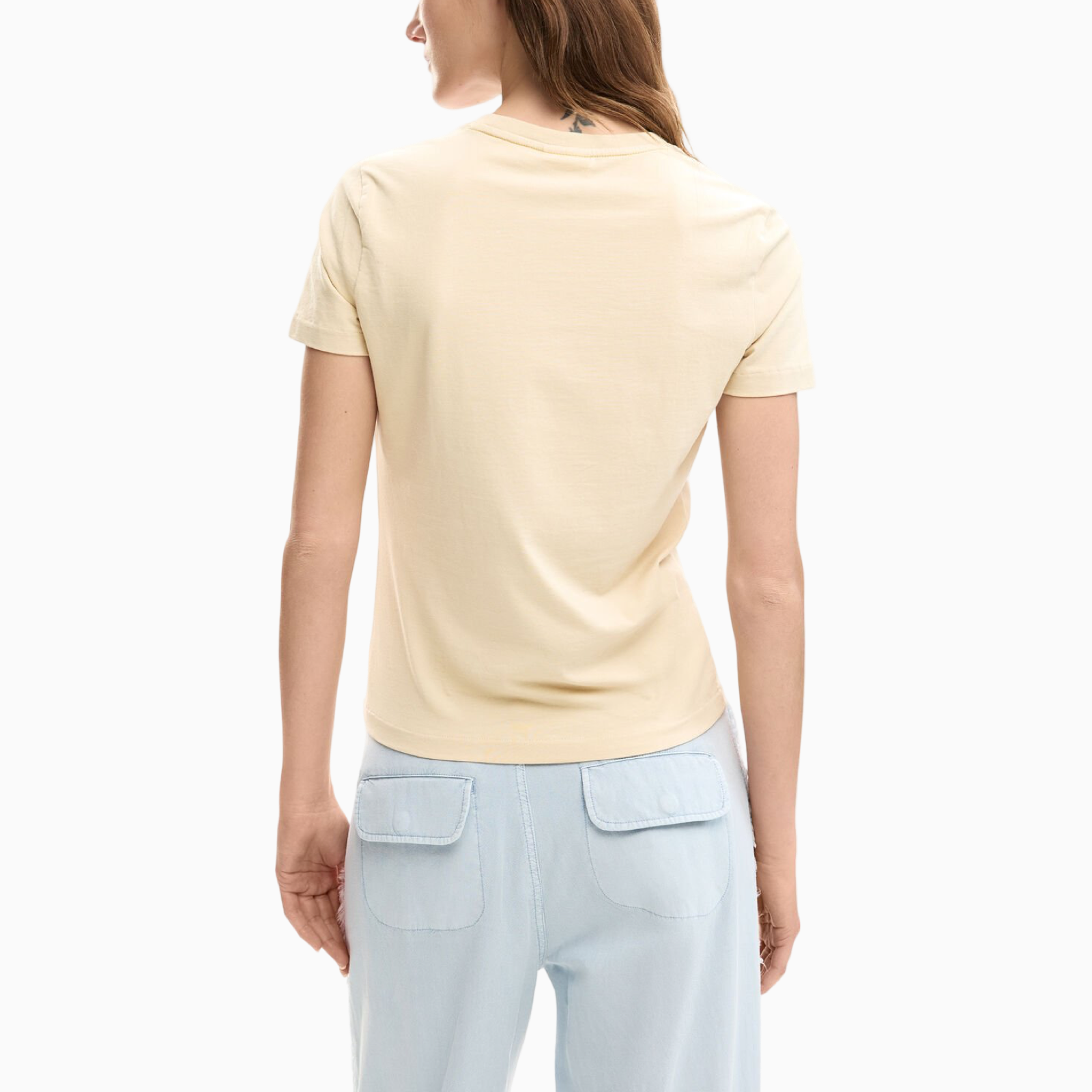 Дамска бежова тениска Desigual Women T-shirt 26SWTK03 1001 Back View