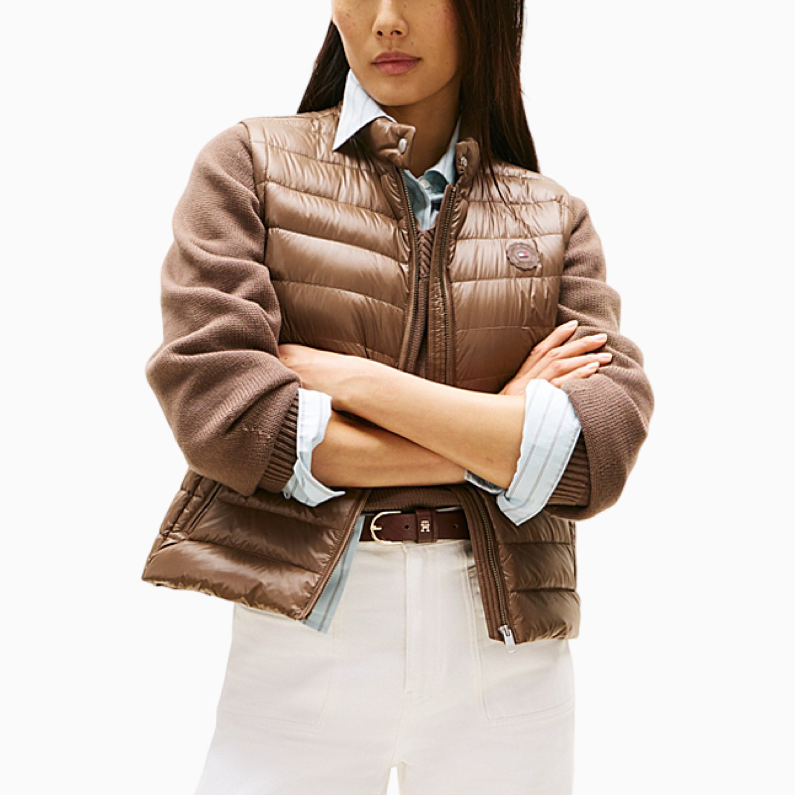 Дамски кафяв елек Tommy Hilfiger Women Gilet WW0WW45499 Front View