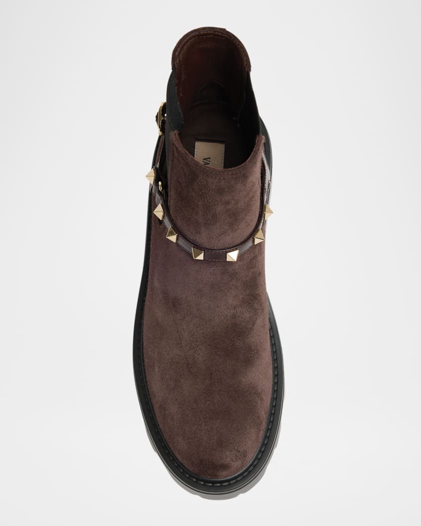 Дамски велурени боти Women’s Beatle Rockstud Suede Chelsea Boots VALENTINO GARAVANI 7W2S0KU2BVJ0TO Brown top view