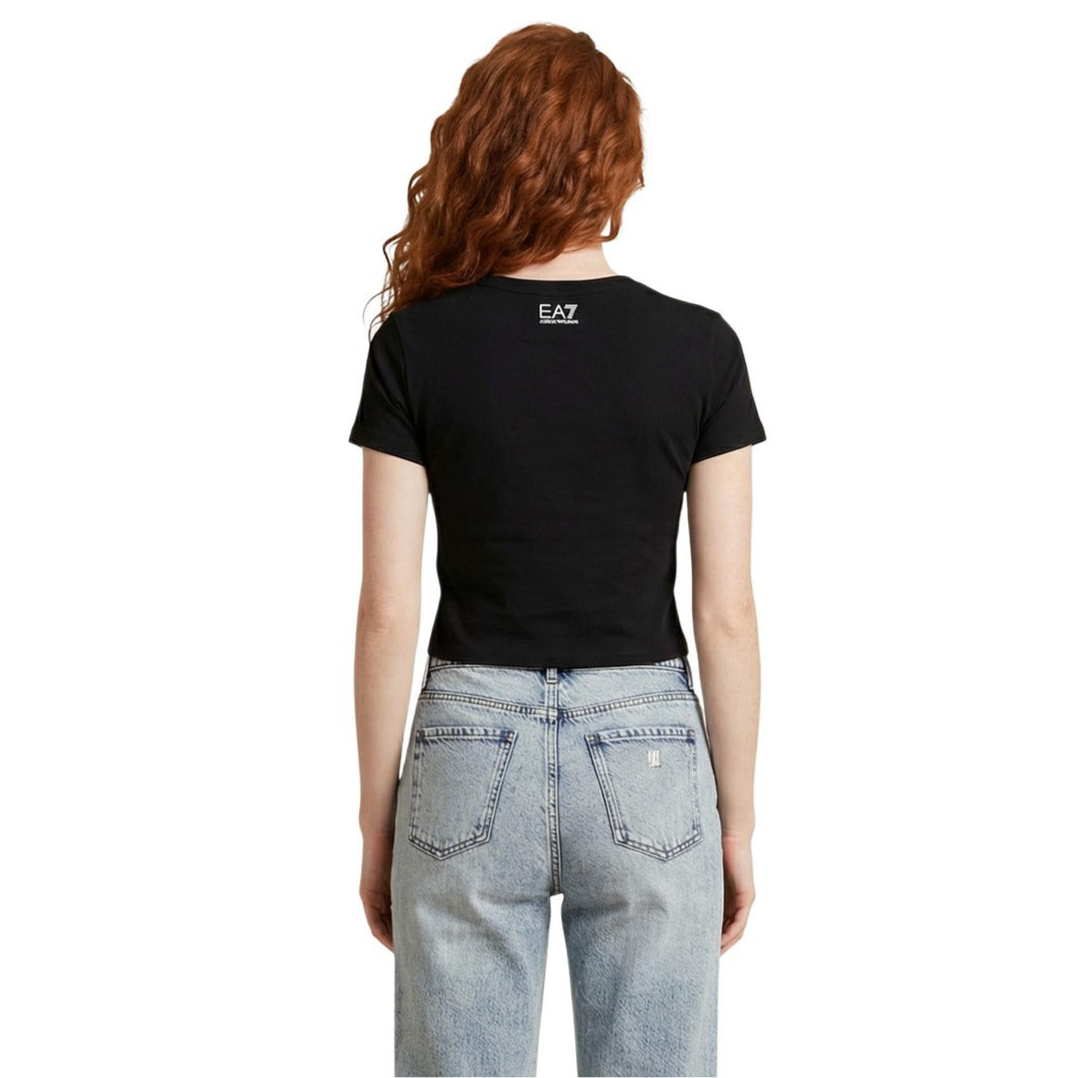 Дамска черна тениска EA7 Emporio Armani Women T-shirt 7W001097 AF10373 UC001 Back View