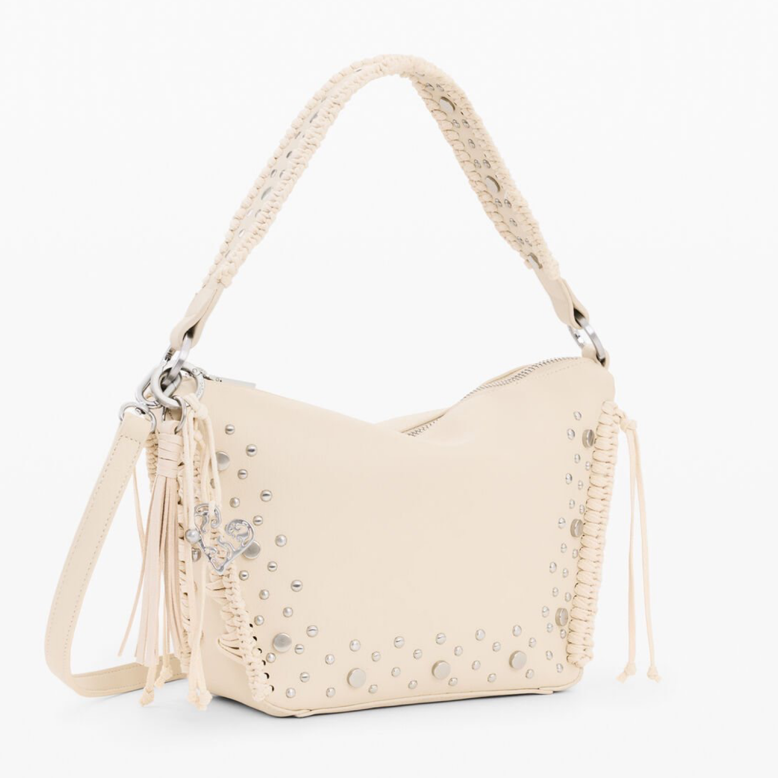 Дамска бежова чанта Desigual Women Shoulder Bag 26SAXPAR 1008 Side View