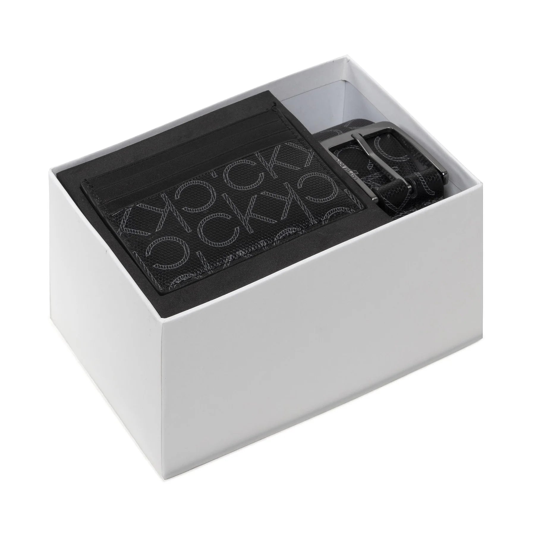 Мъжки подаръчен комплект от две части - картхолдър и колан Calvin Klein K50K507559 Черно