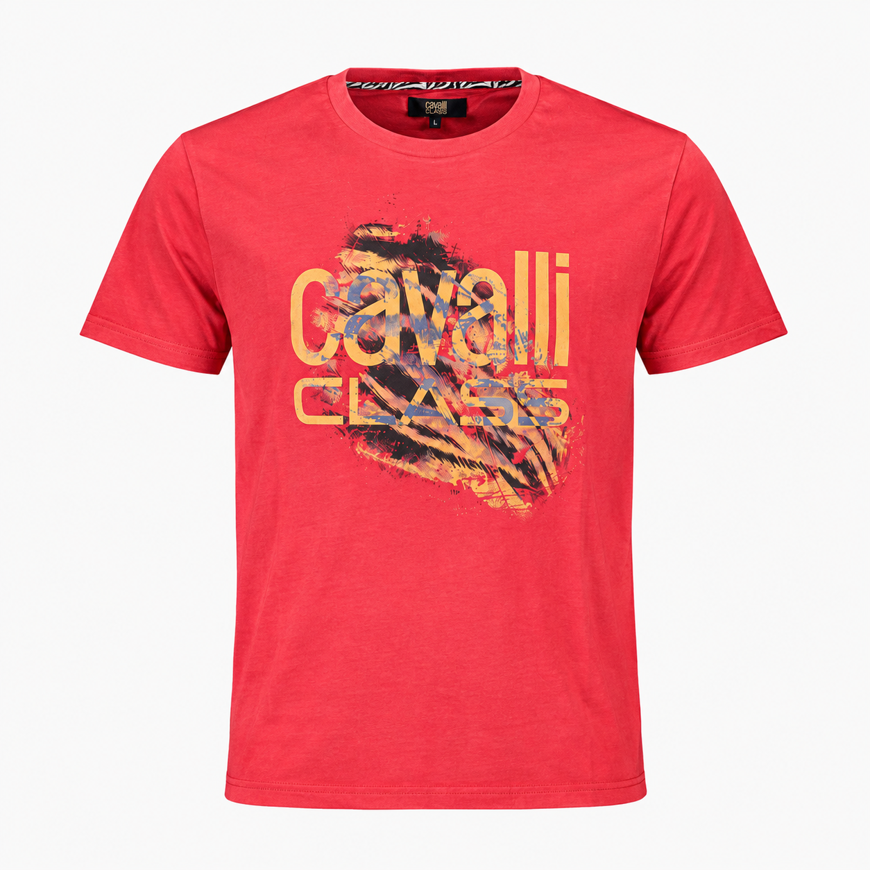 Мъжка червена тениска Cavalli Class Men T-shirt QXT61PJD060 2798BD1 02000 Front View