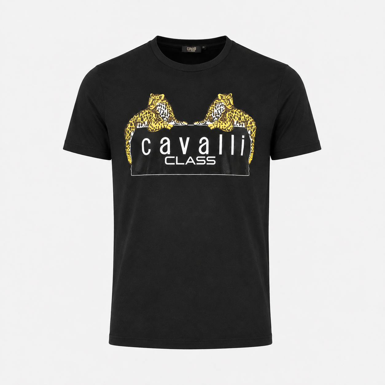 Мъжка черна тениска Cavalli Class Men T-shirt TXT60NJD060 05051 Front View