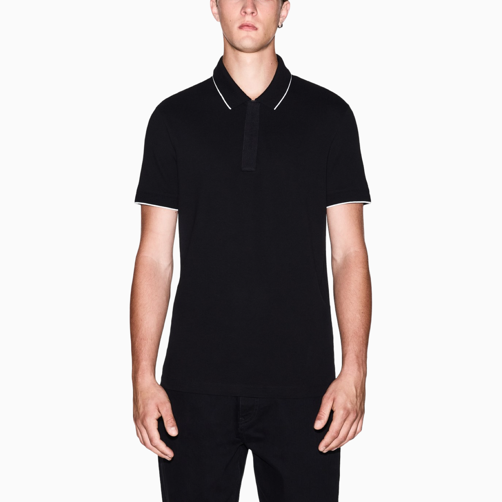 Мъжка черна поло тениска Armani Exchange Men Polo XM001285 AF10366 UC001 Front View