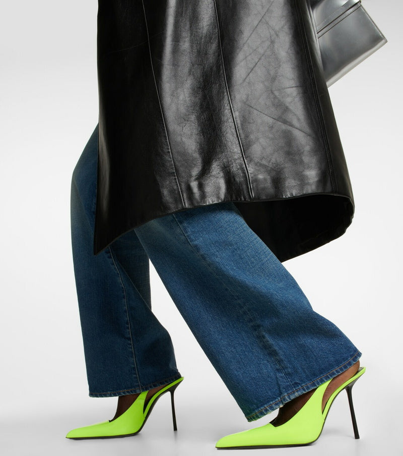 Дамски токчета Women’s slingback heels Saint Laurent Kiss P00776333 Neon Yellow lifestyle view