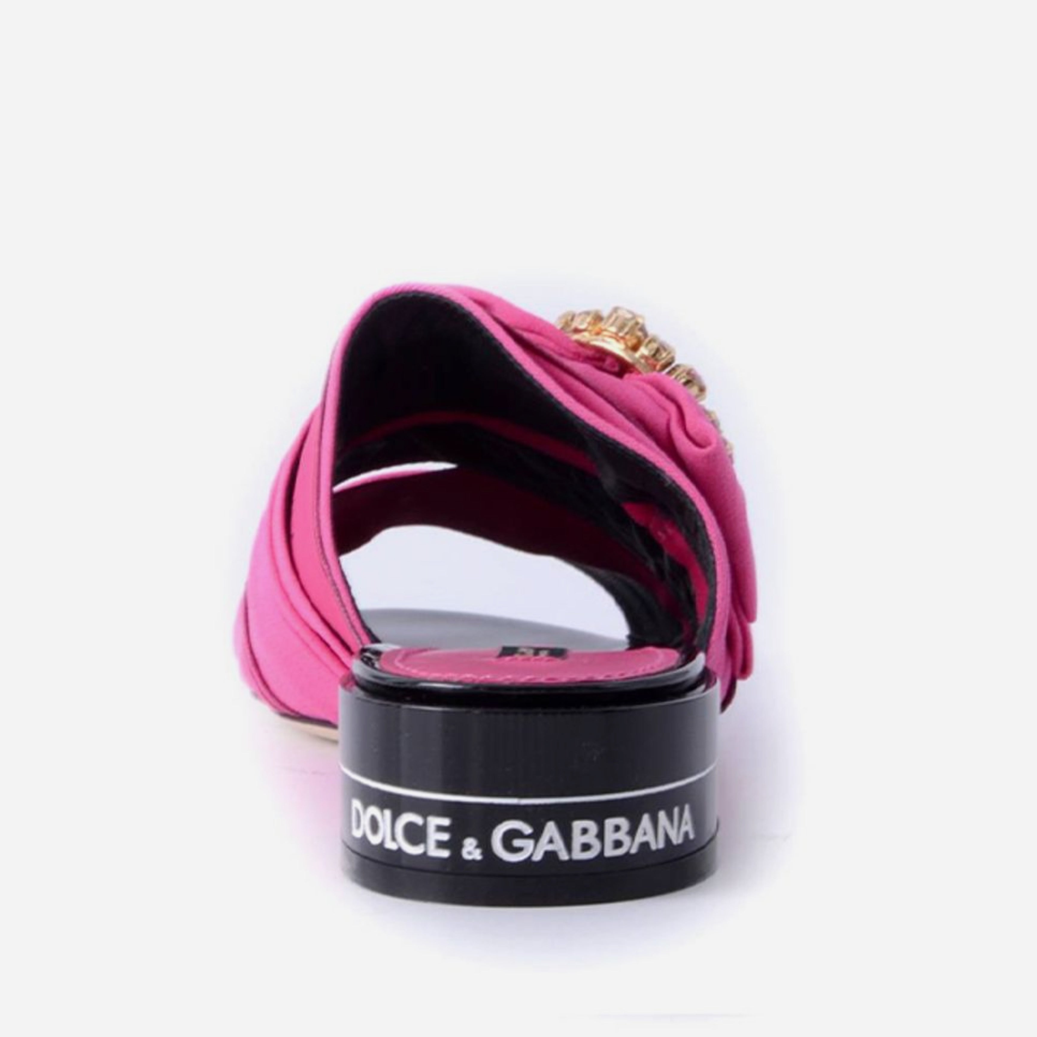 Дамски луксозни чехли с кристали в розово DOLCE & GABBANA Women’s Luxury Pink Black Crystal Slippers