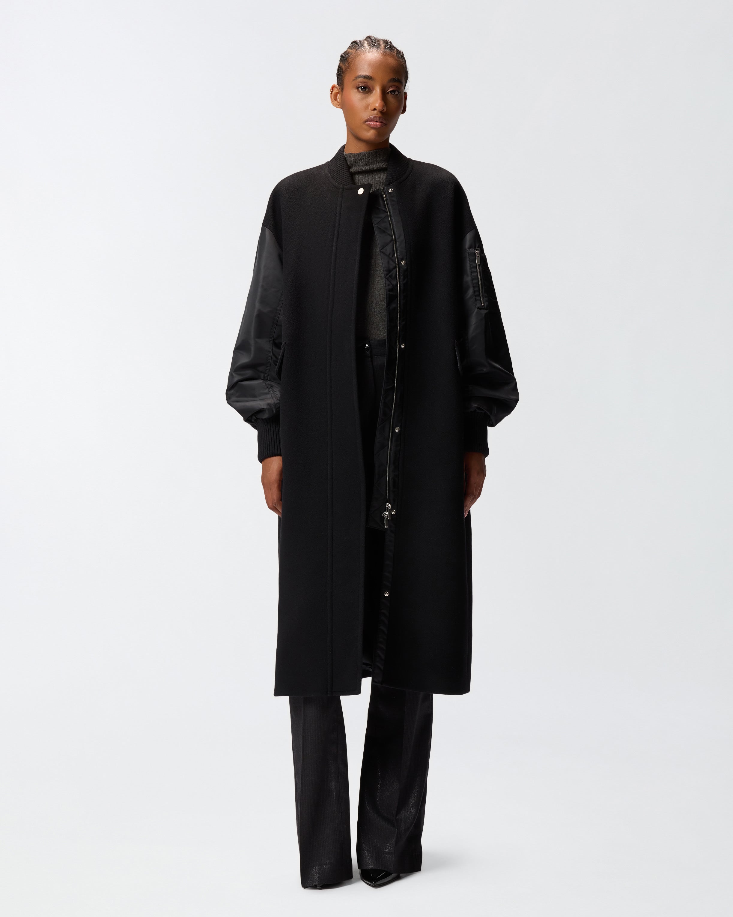 Дамско палто Women’s wool long coat PINKO 105640A2SLZ99 lifestyle unziped view