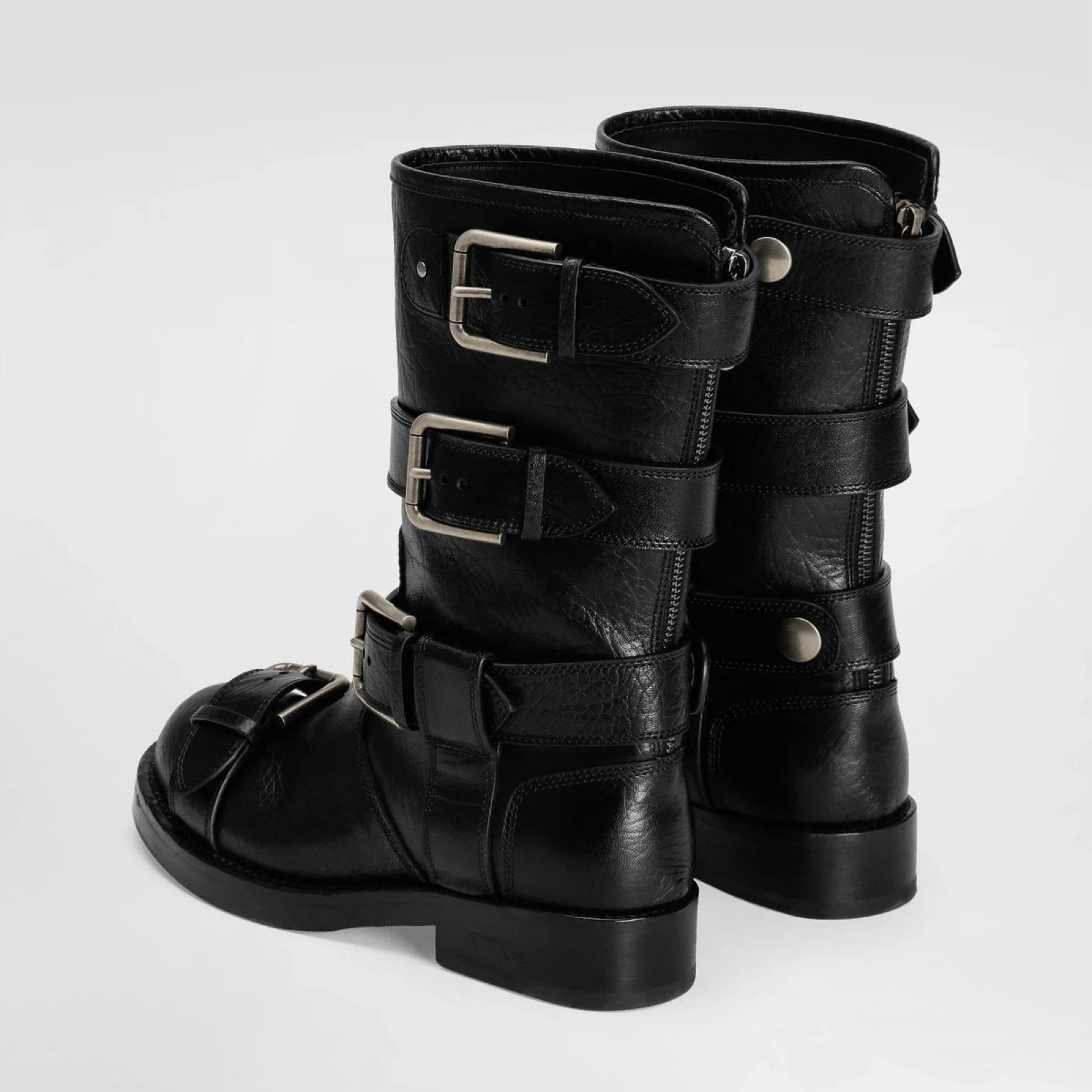 Dolce & Gabbana Bernini Buckled Leather Women Boots Heel View