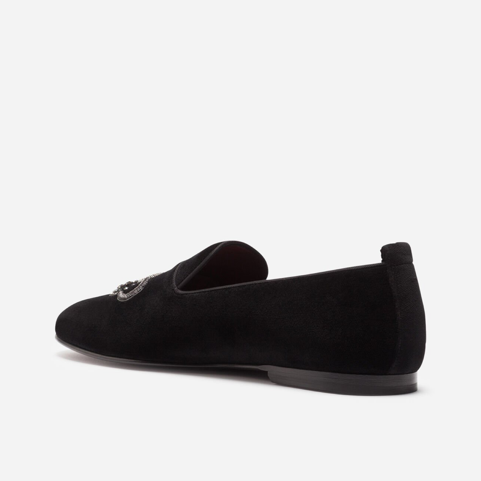 Мокасини Dolce & Gabbana Black Velvet Crystal Crown Men Loafers A50194 AU506