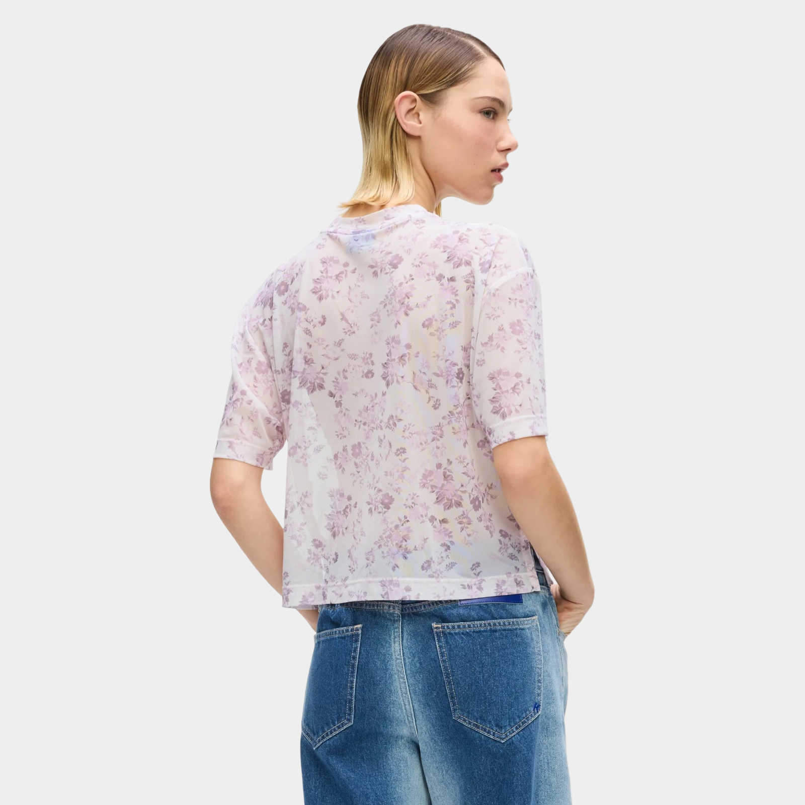 Дамска тениска Karl Lagerfeld Floral Mesh Women T-shirt B2W17089 2MZ Back View