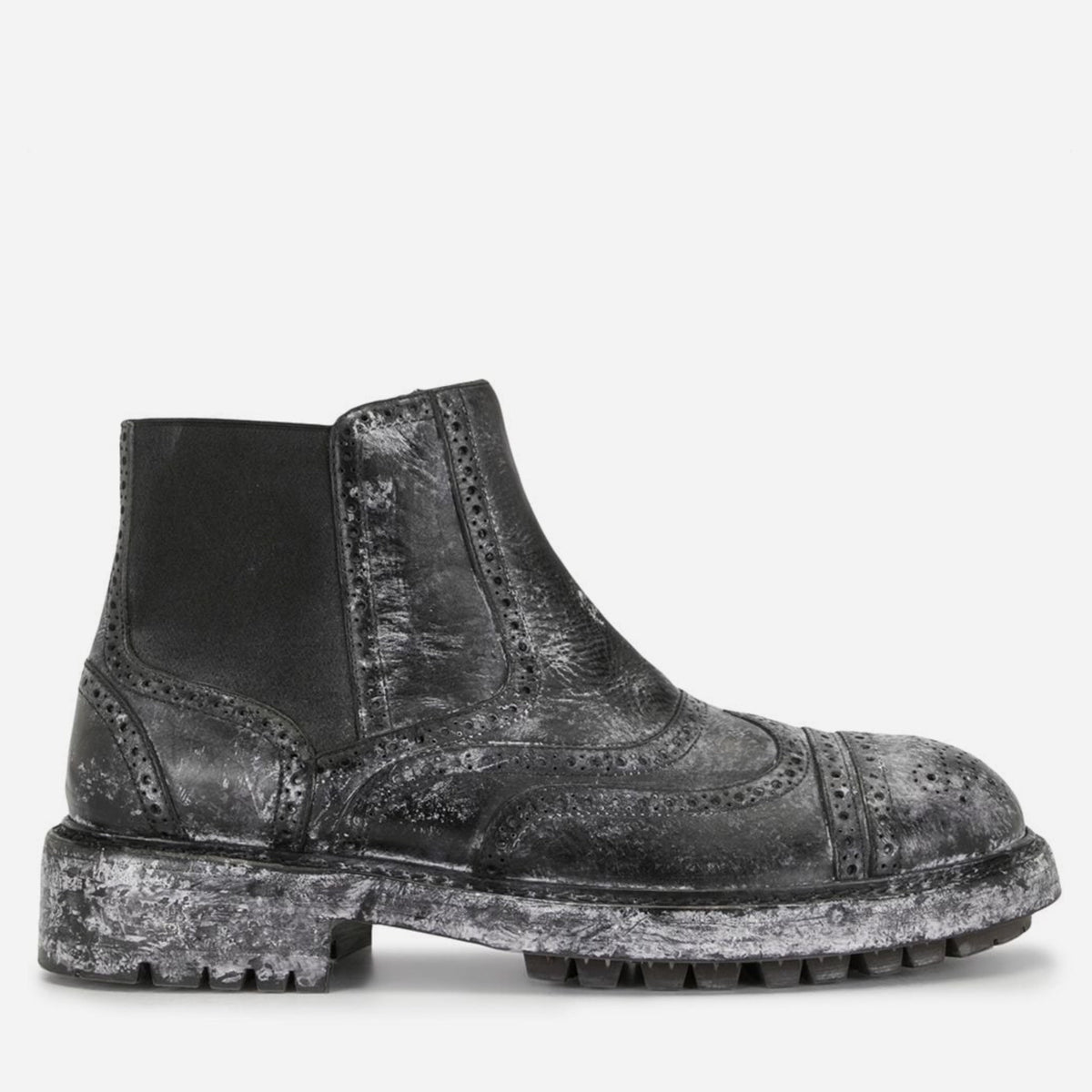 Dolce & Gabbana Black Faded Chelsea Ankle Boots Lateral View