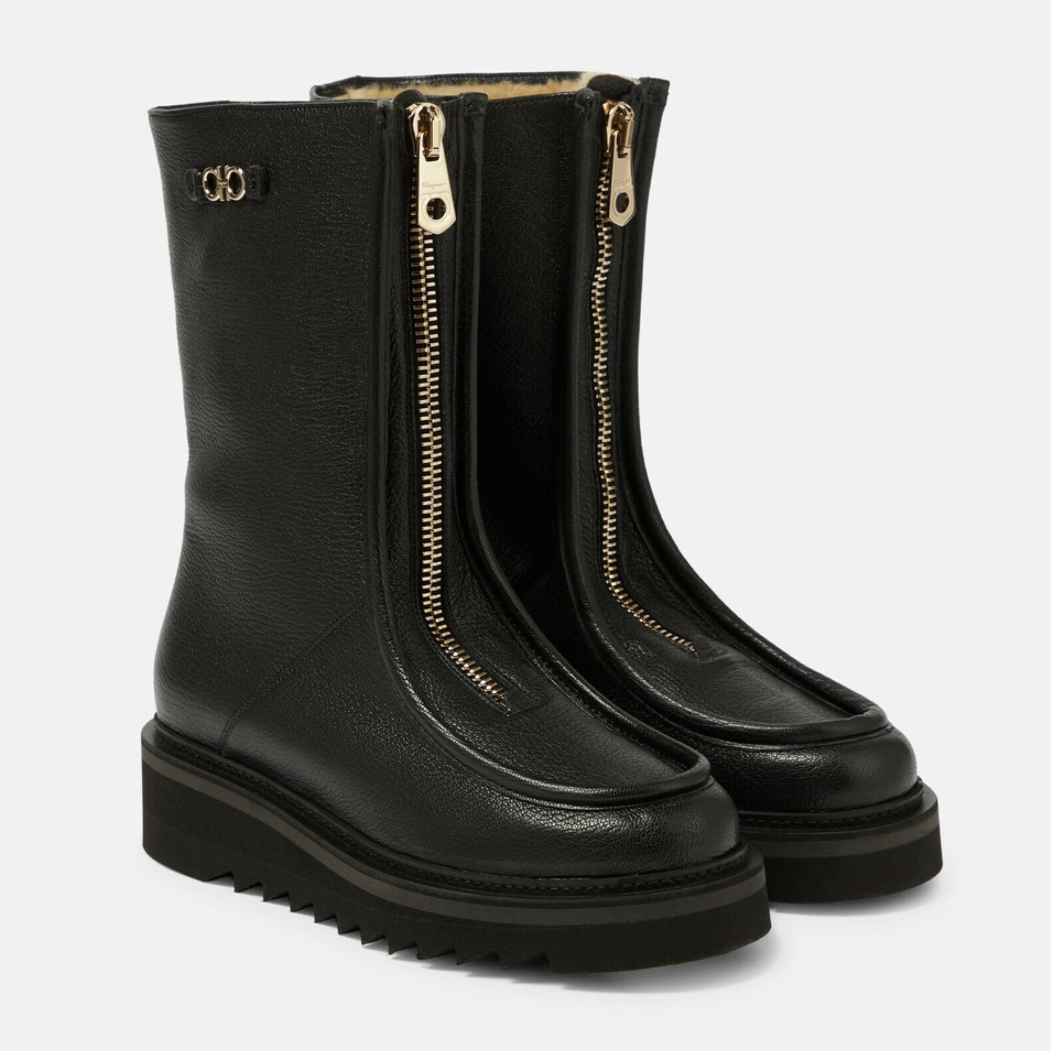 Мъжки ботуши Women’s leather boots Salvatore Ferragamo 01E247756800 Black front view