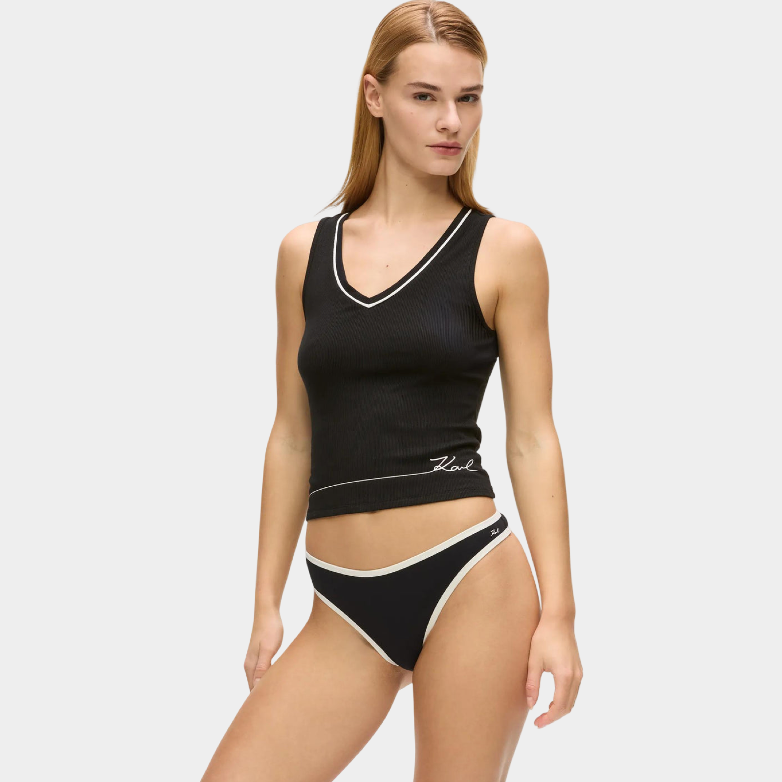 Дамски черен топ Karl Lagerfeld Jeans Women Tank Top B2W44008 999 Front View