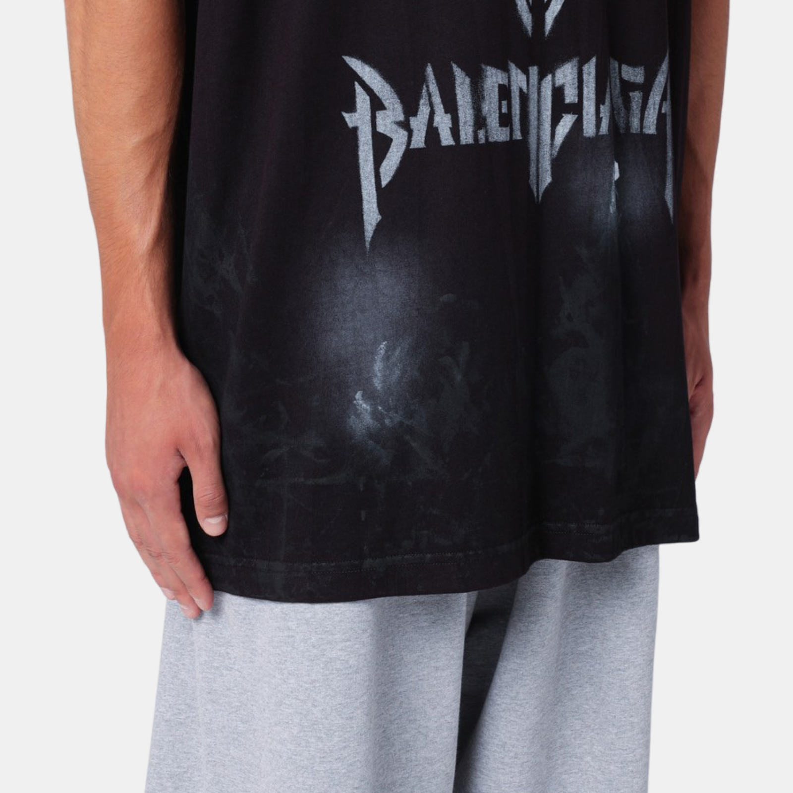 Мъжка черна тениска Balenciaga Metal BB Men T-Shirt