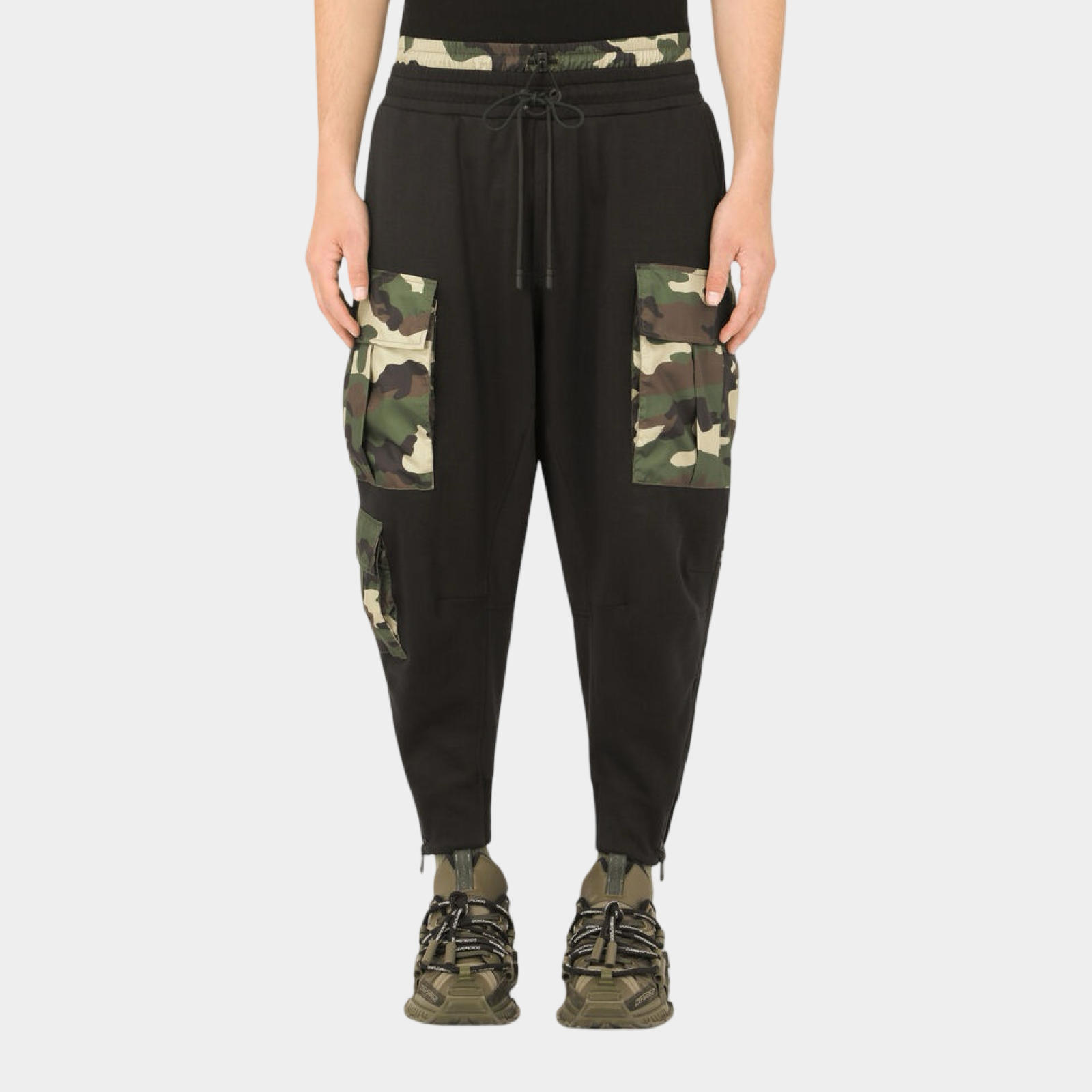 Dolce & Gabbana Camouflage Print Jogger Pants GWYJAZ G7BSR Front View