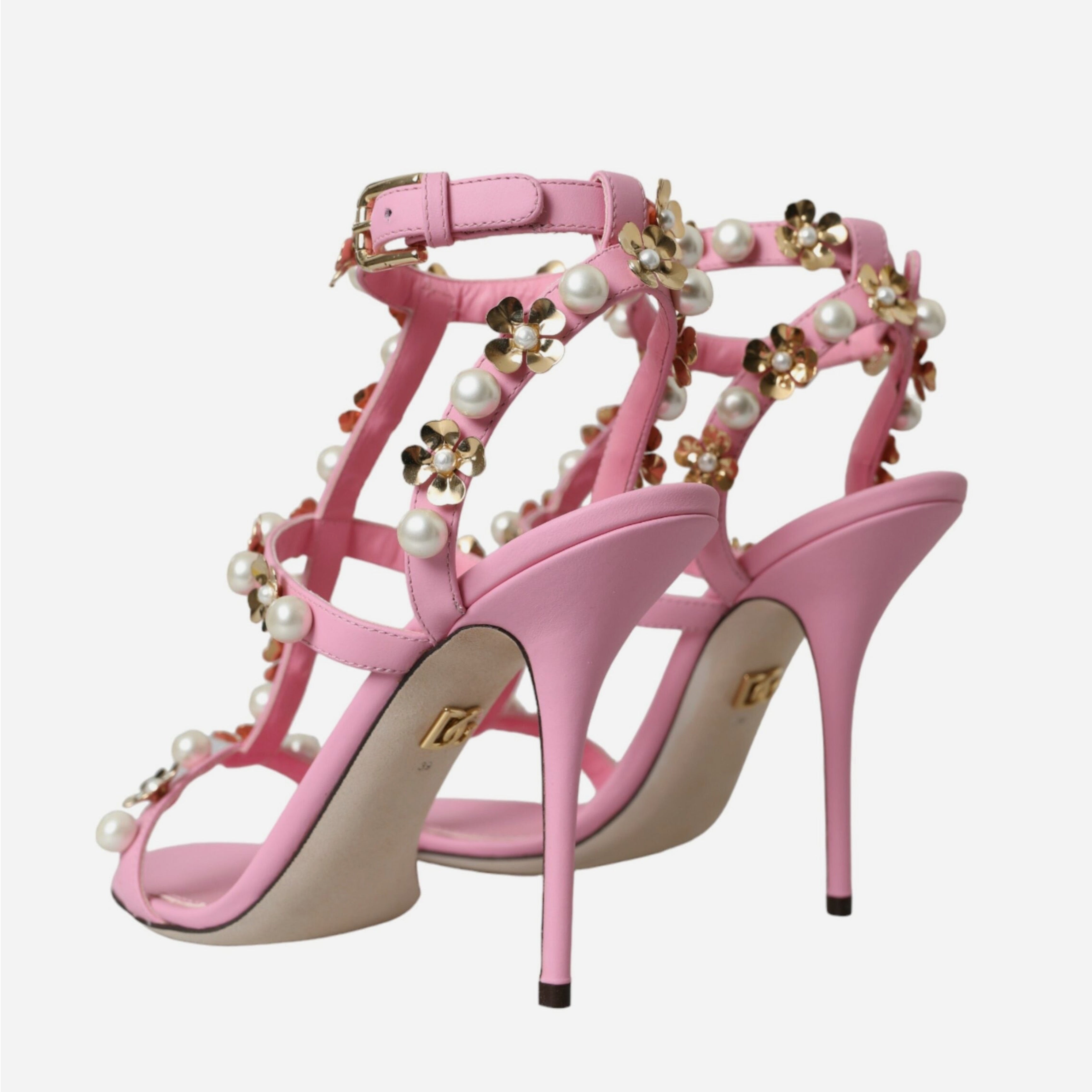 Дамски кожени сандали с перли в розово DOLCE & GABBANA
Women’s Pink Embellished Heels Sandals