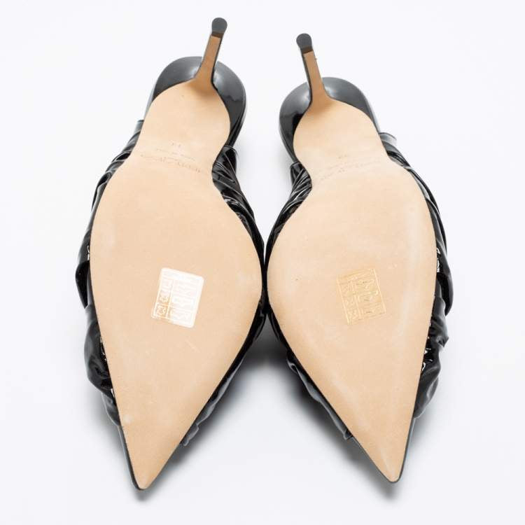 Дамски черни токчета Jimmy Choo Annabel 85 Knotted Leather Slingback Pumps