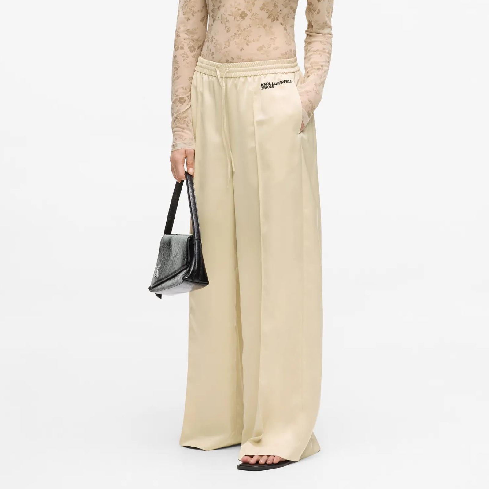 Дамски сатенени панталони Karl Lagerfeld Jeans Wide-Leg Satin Women Trousers B2W10058 2MW Front View