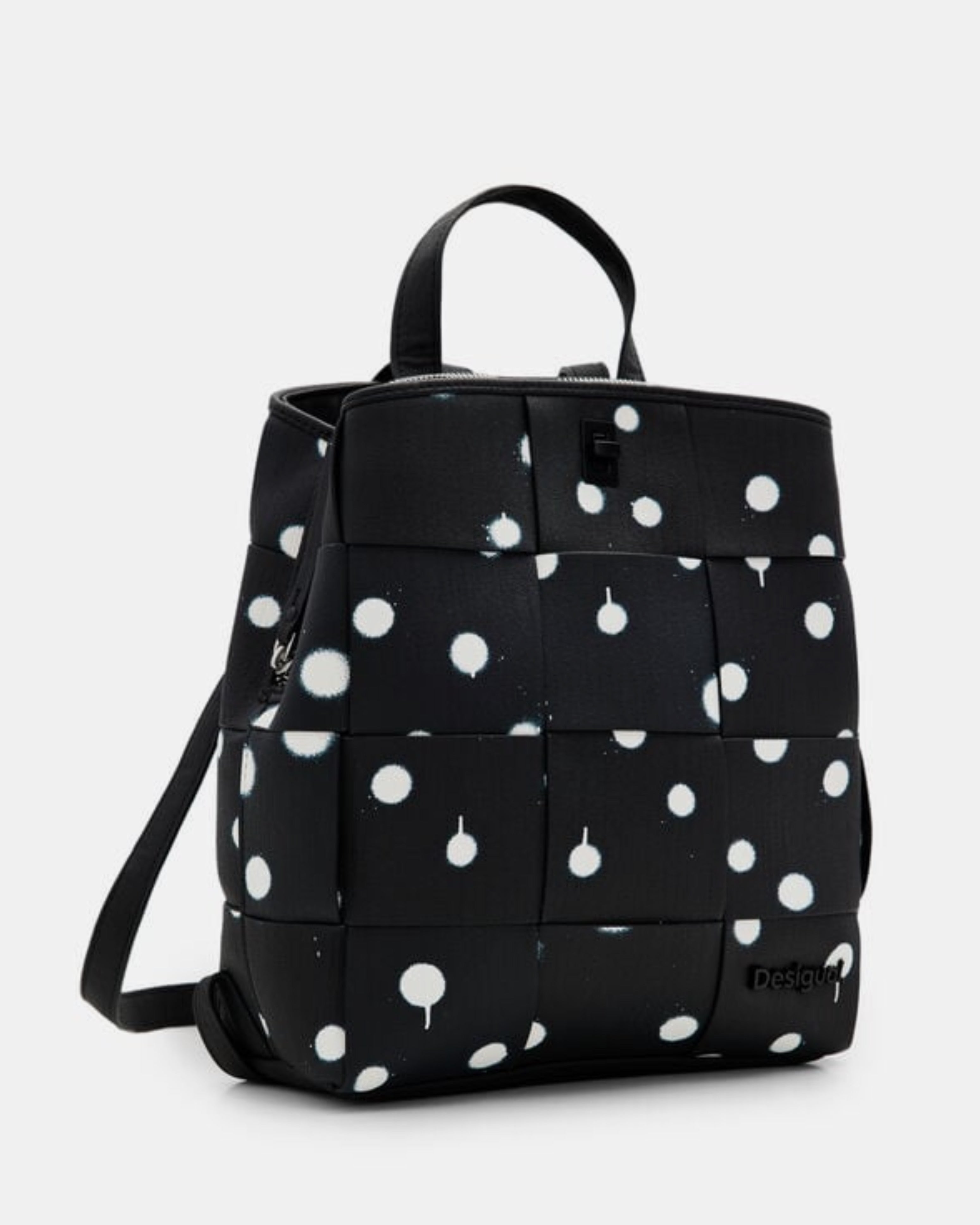 Дамска раница в черно на бели точки Women’s S woven droplets rucksack Desigual 24SAKP132000U