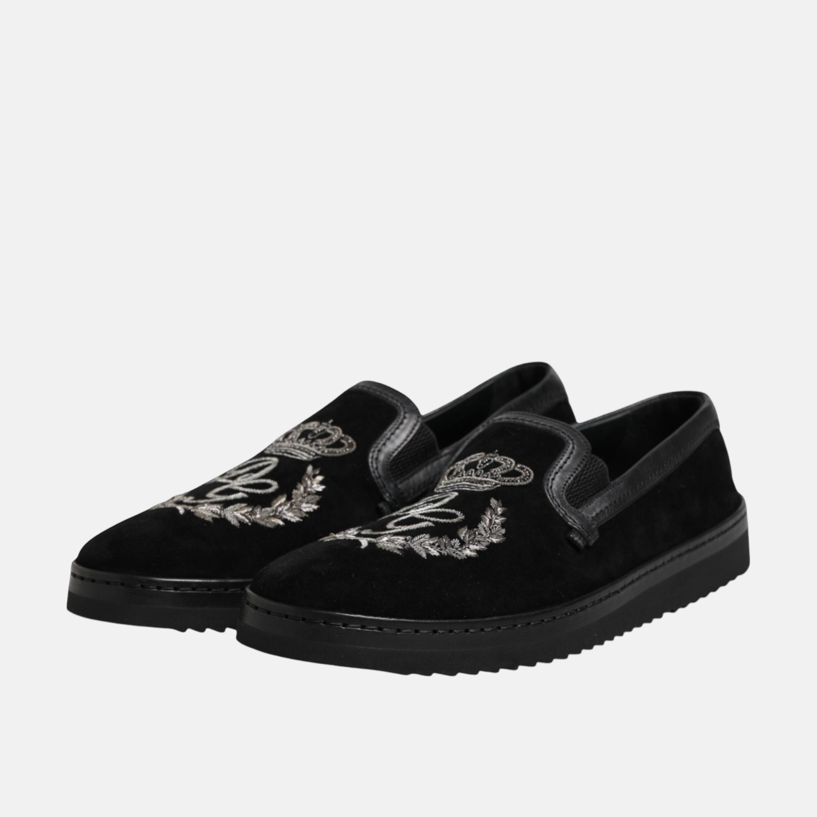 Мъжки мокасини Dolce & Gabbana Embroidered Crown Men Loafers Medial View