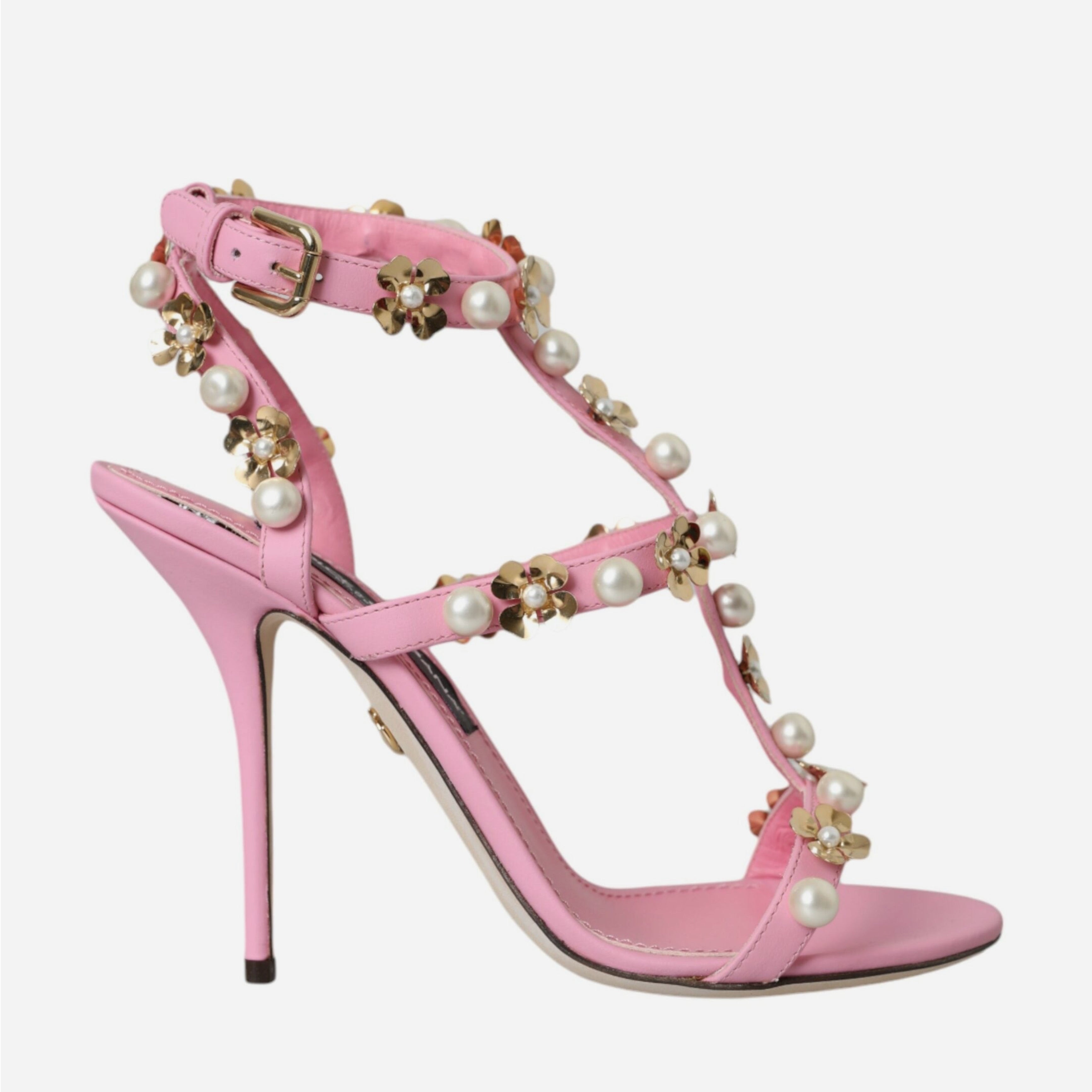 Дамски кожени сандали с перли в розово DOLCE & GABBANA
Women’s Pink Embellished Heels Sandals