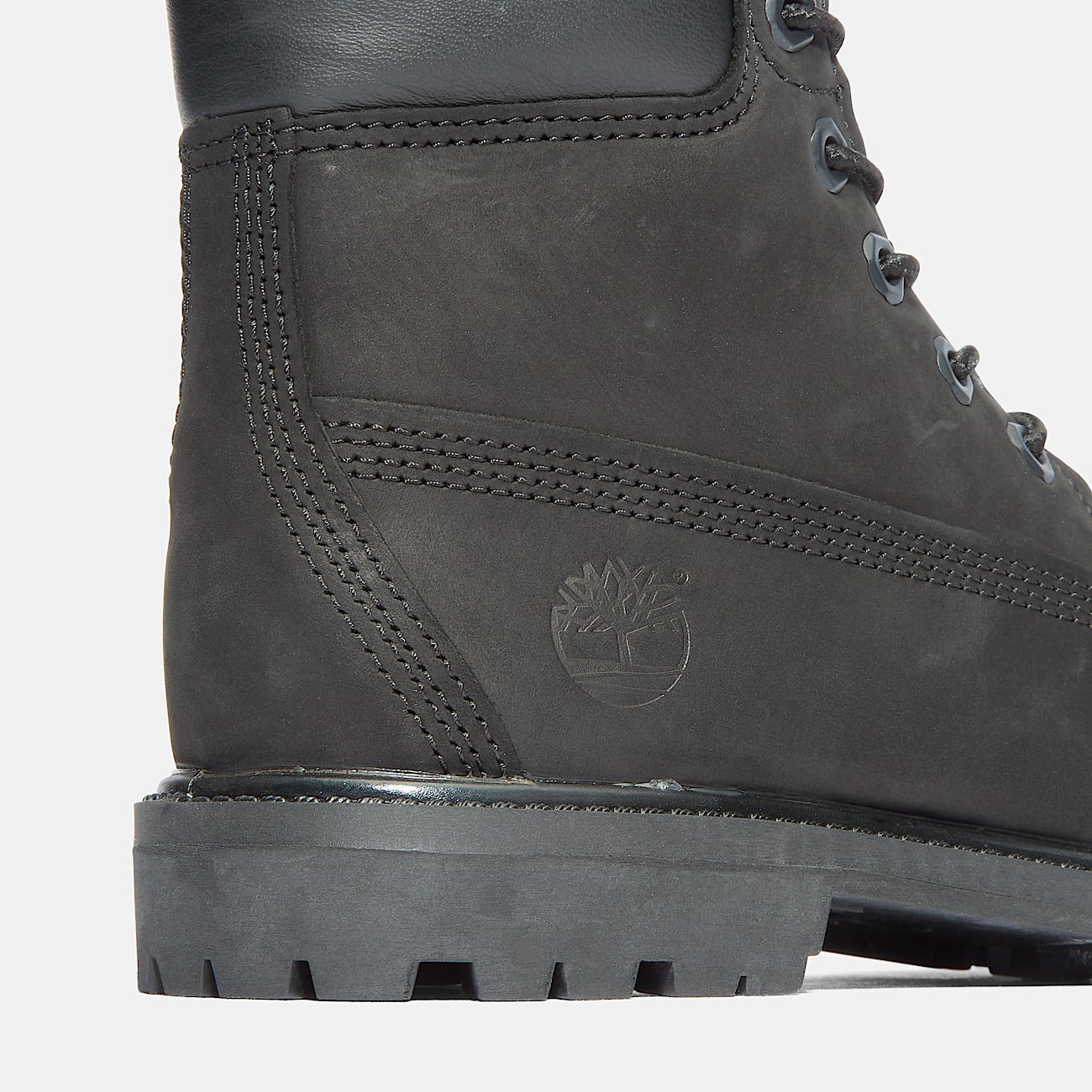 Дамски боти кубинки Women’s Premium 6 Waterproof Ankle Boots Timberland TB08658A001 Black Nubuck Close up heel view