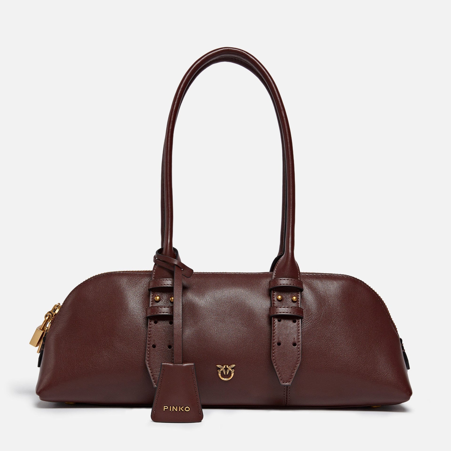 Дамска чанта Women’s large bowling baguette bag Pinko 106169 A0QO R49Q Burgundy front view