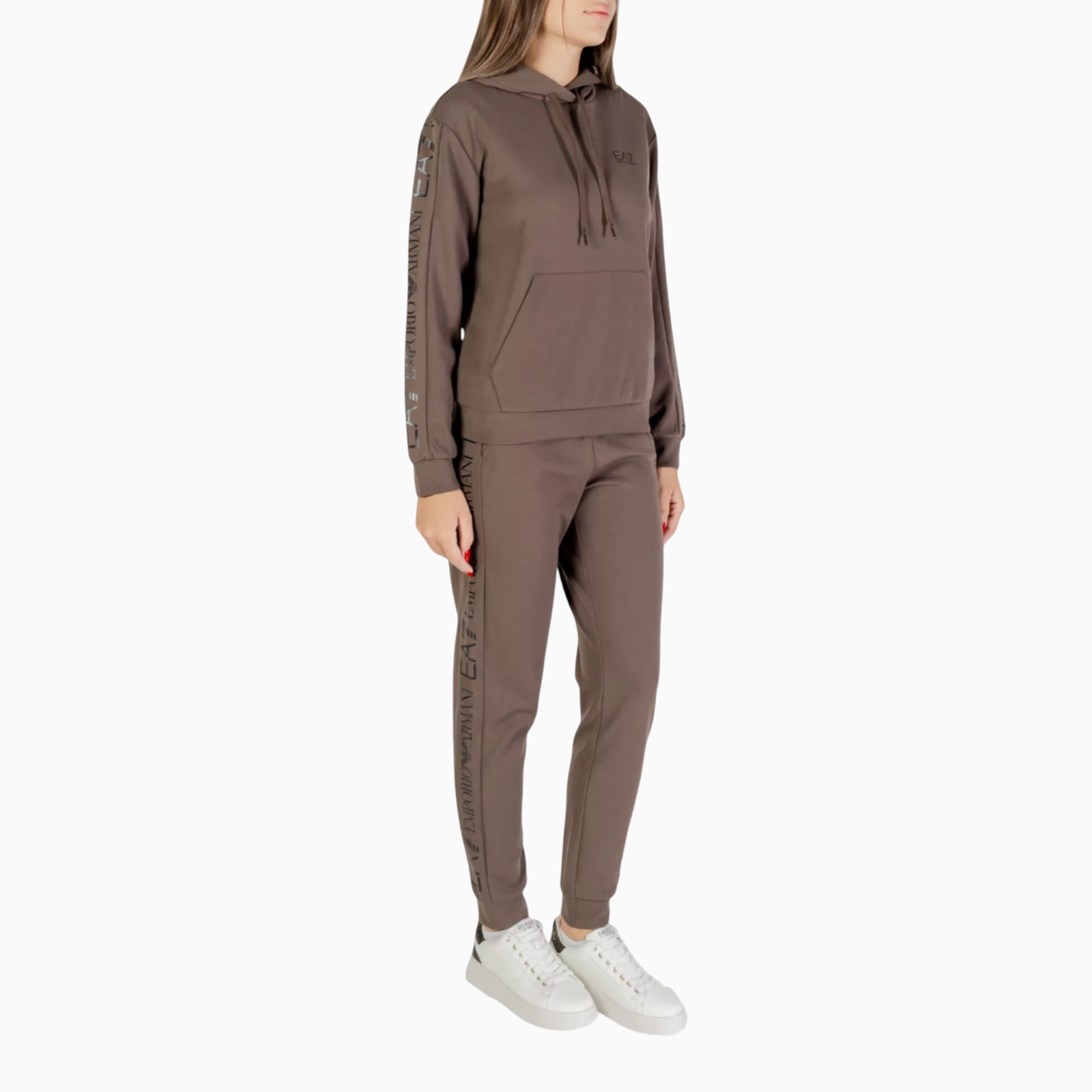 Дамски кафяв екип EA7 Emporio Armani Women Tracksuit 7W000789 AF18880 Side View