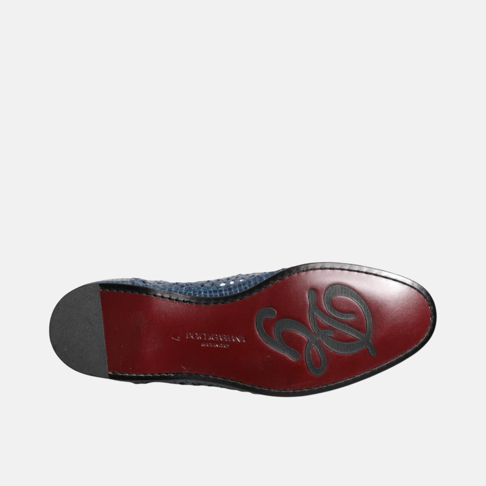 Мъжки мокасини Dolce & Gabbana Blue Woven Leather Men Loafers Insole View