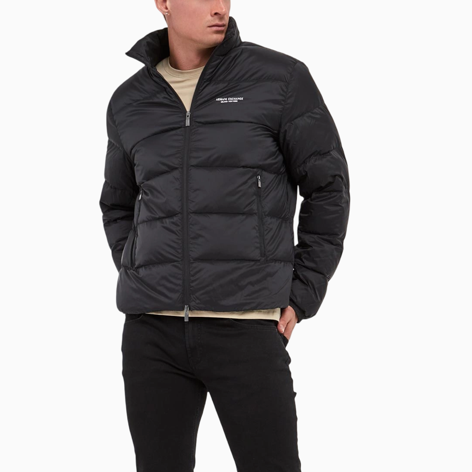 Мъжко черно пухено яке Armani Exchange Men Puffer Jacket XM001575 AF16927 UC001 Front View