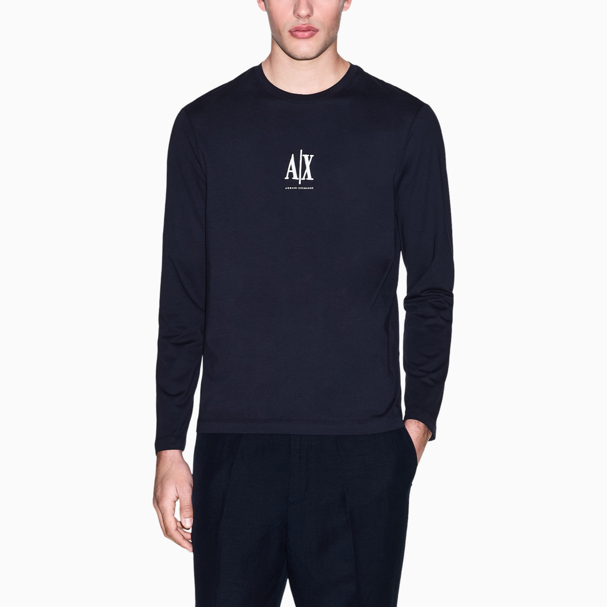 Мъжка синя блуза Armani Exchange Men Long Sleeve T-shirt XM000364 AF12308 UB101 Front View