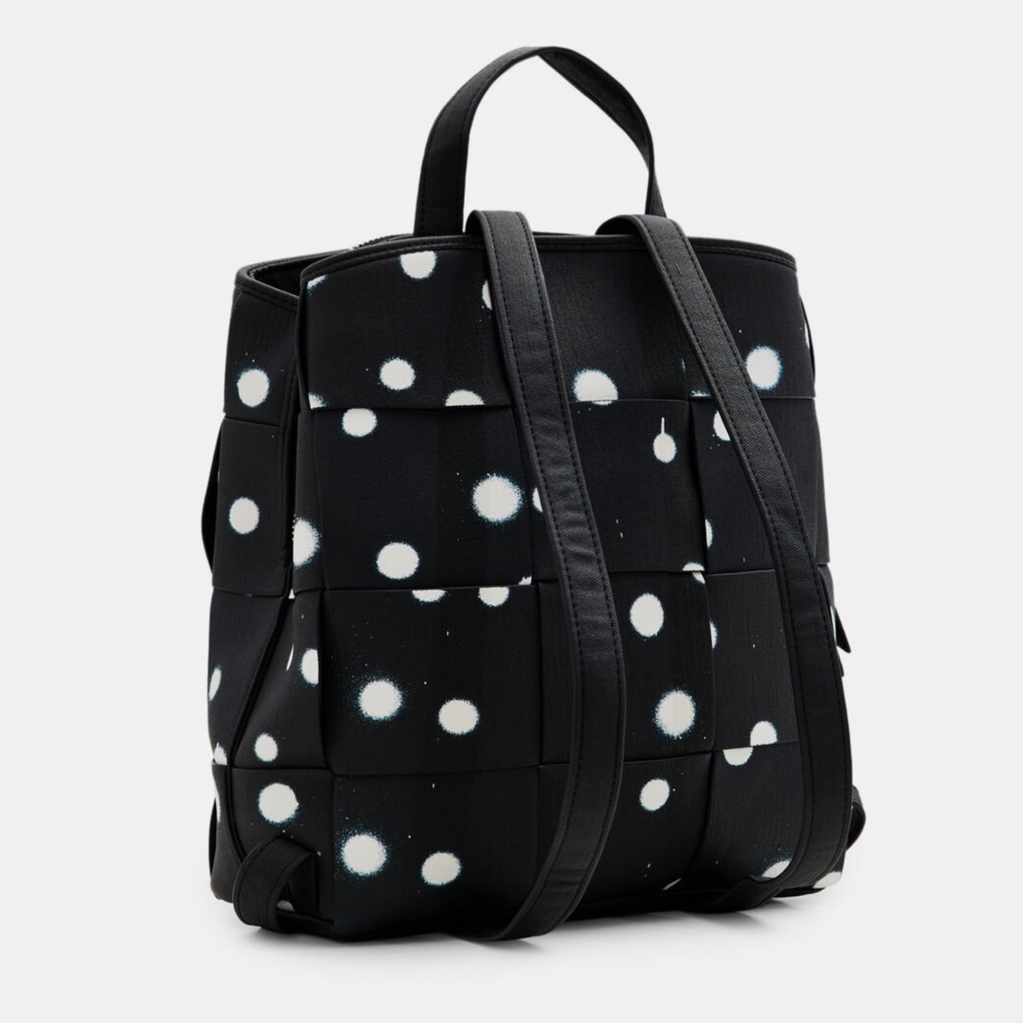 Дамска раница в черно на бели точки Women’s S woven droplets rucksack Desigual 24SAKP132000U
