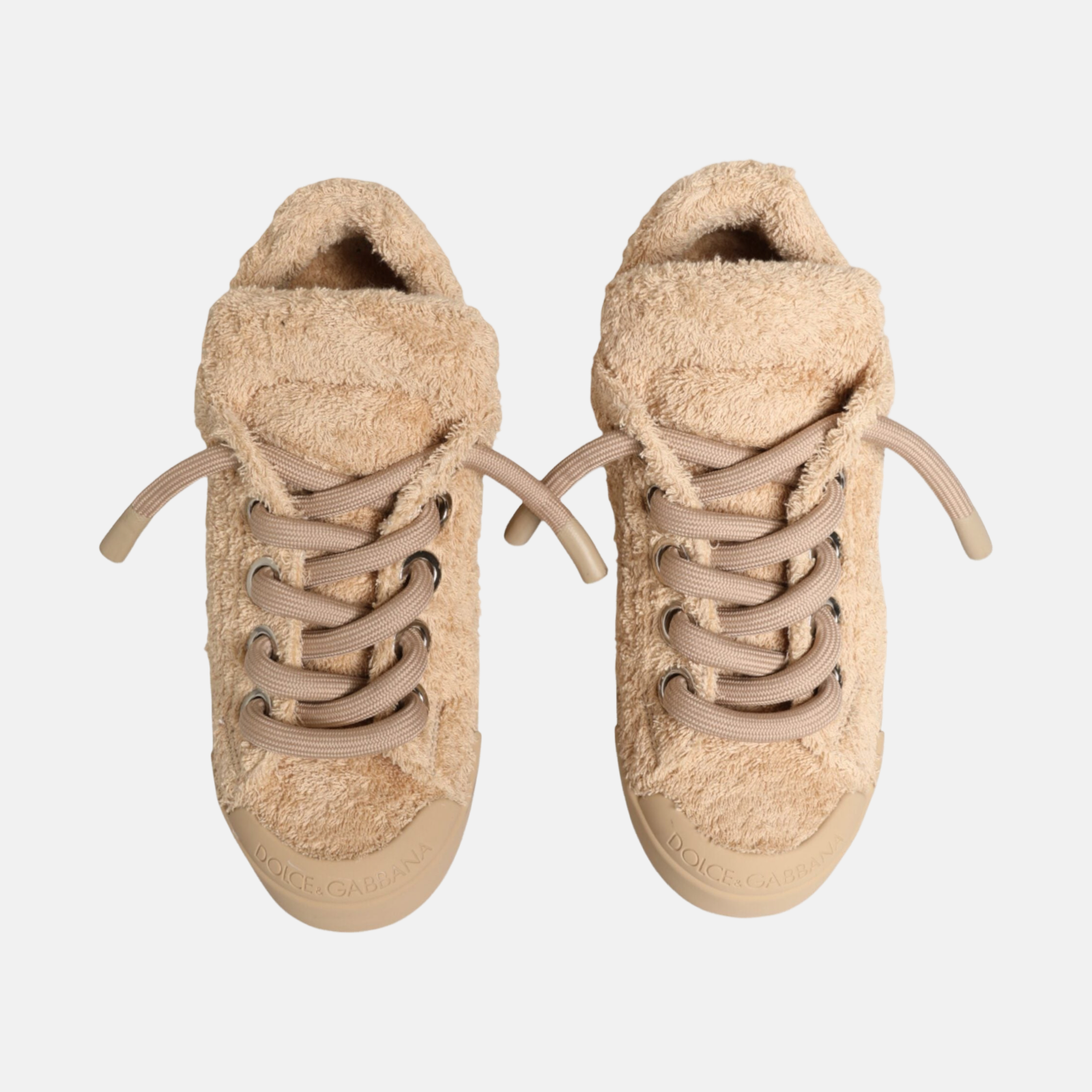 Dolce & Gabbana Faux Shearling Portofino Men Sneakers Top View