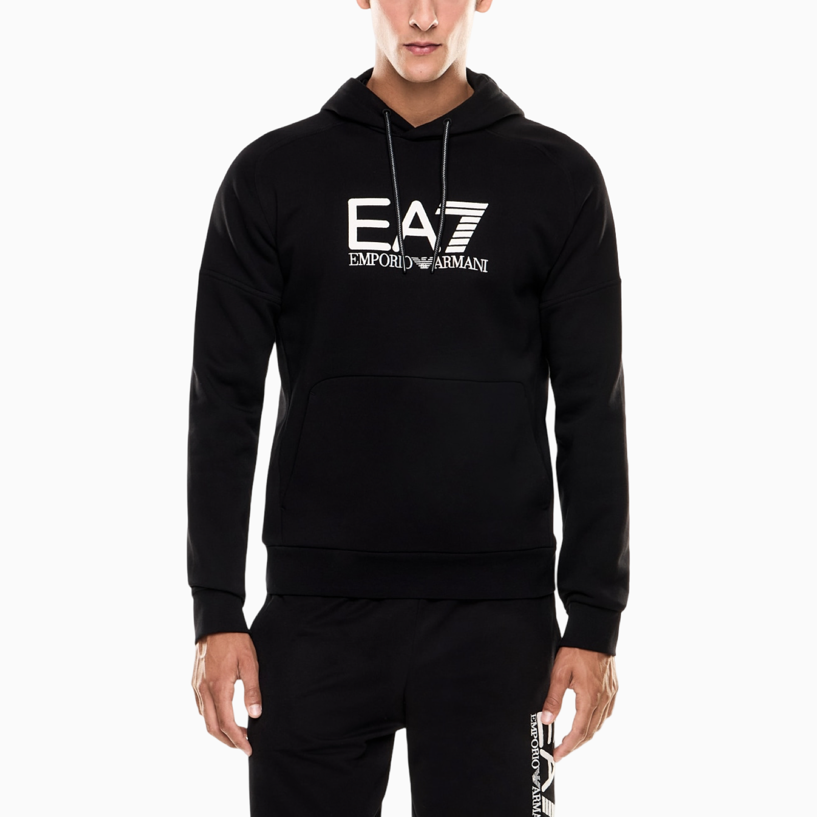 Мъжко черно худи EA7 Emporio Armani Men Hooded Sweatshirt 7M000909 AF10377 Front View