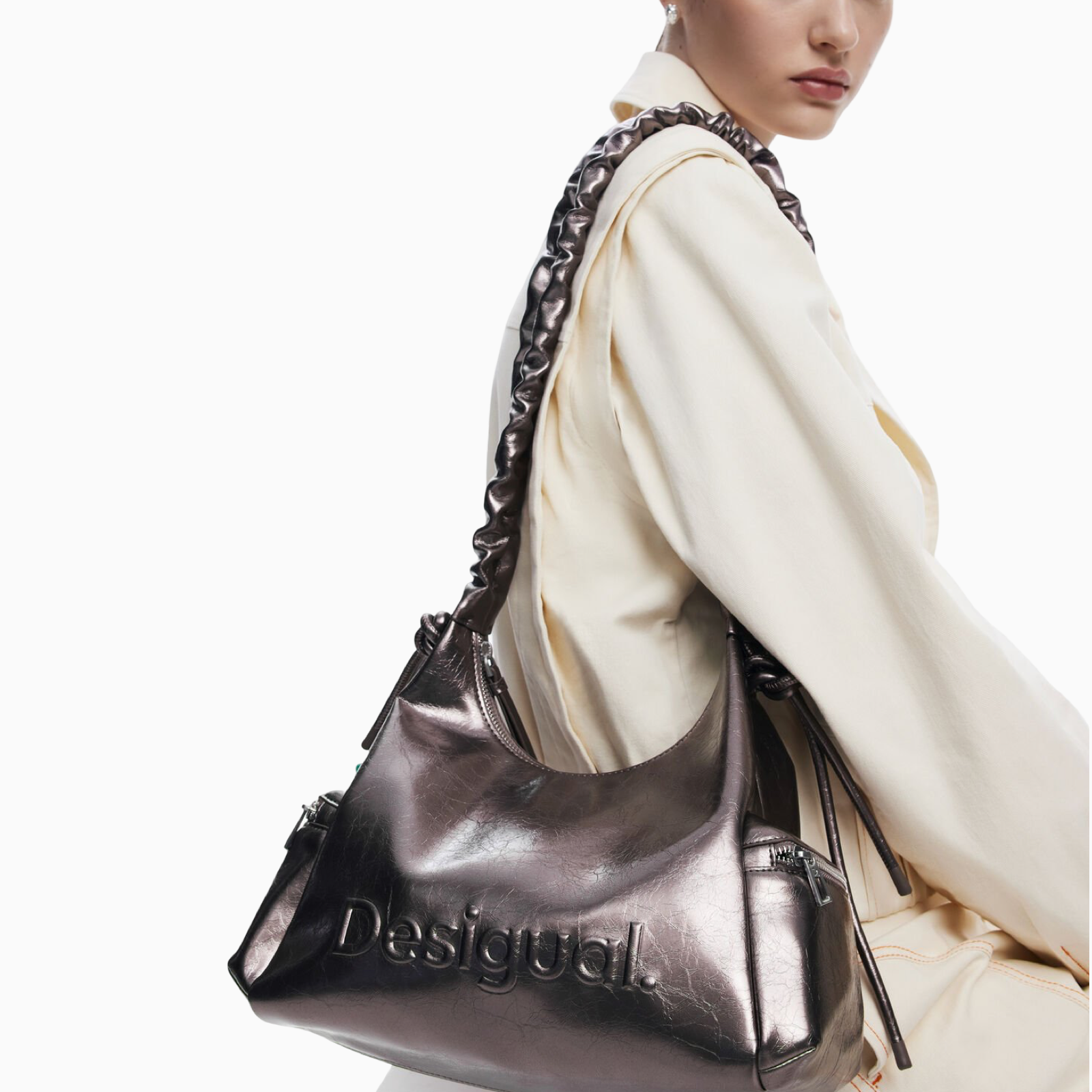 Дамска чанта Women’s metallic mediting 3D logo bag Desigual 25WAXPAS 9225 Bronze