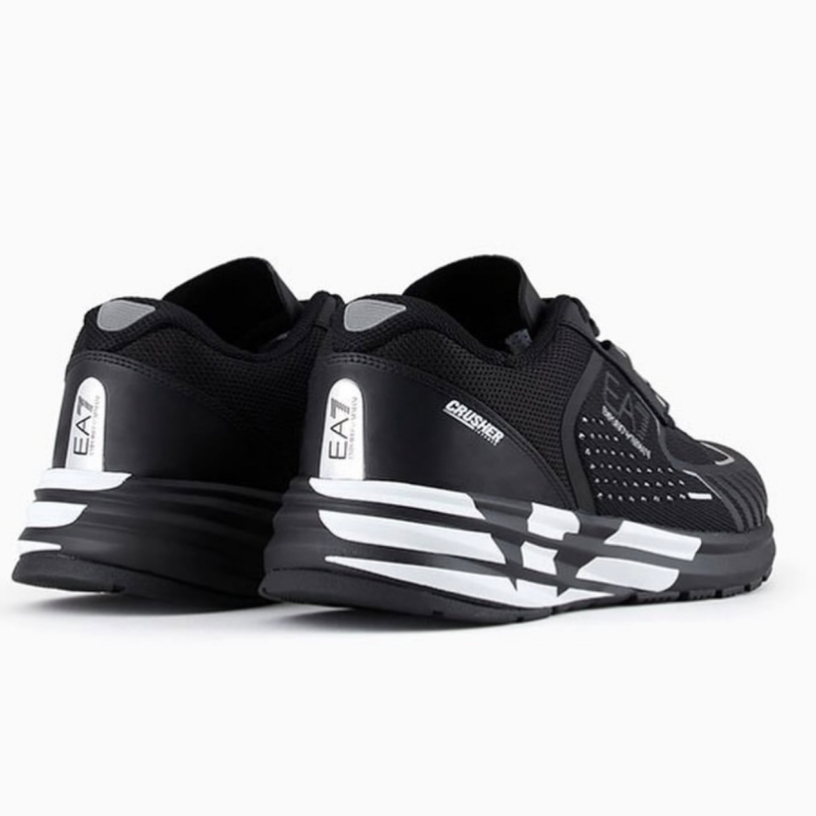 Мъжки маратонки в черно Men’s EA7 Emporio Armani Crusher Distance Knit Sneakers X8X094 XK239 A120 Black Heel View