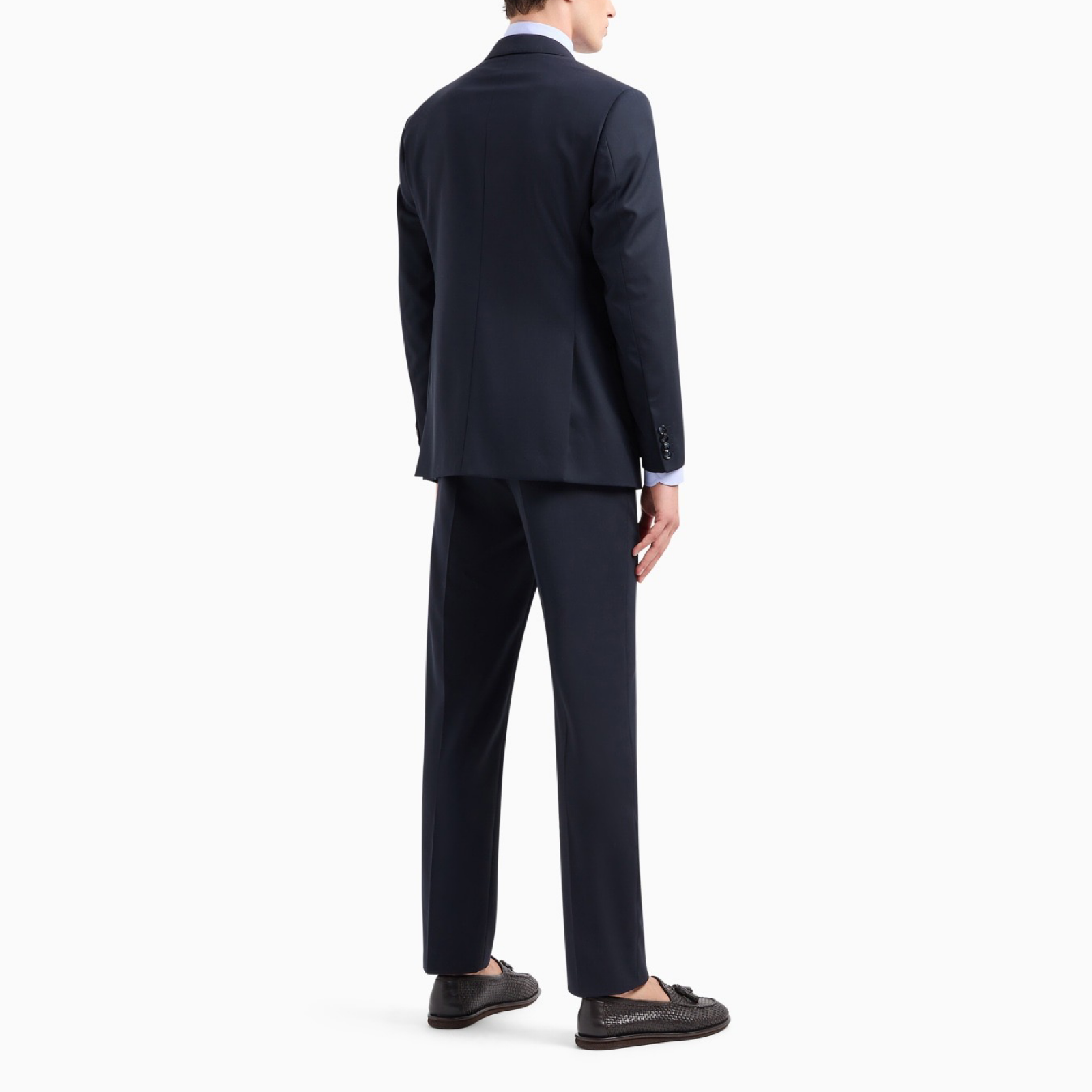 Giorgio Armani Blue Fleece Wool Two-Piece Suit Back View