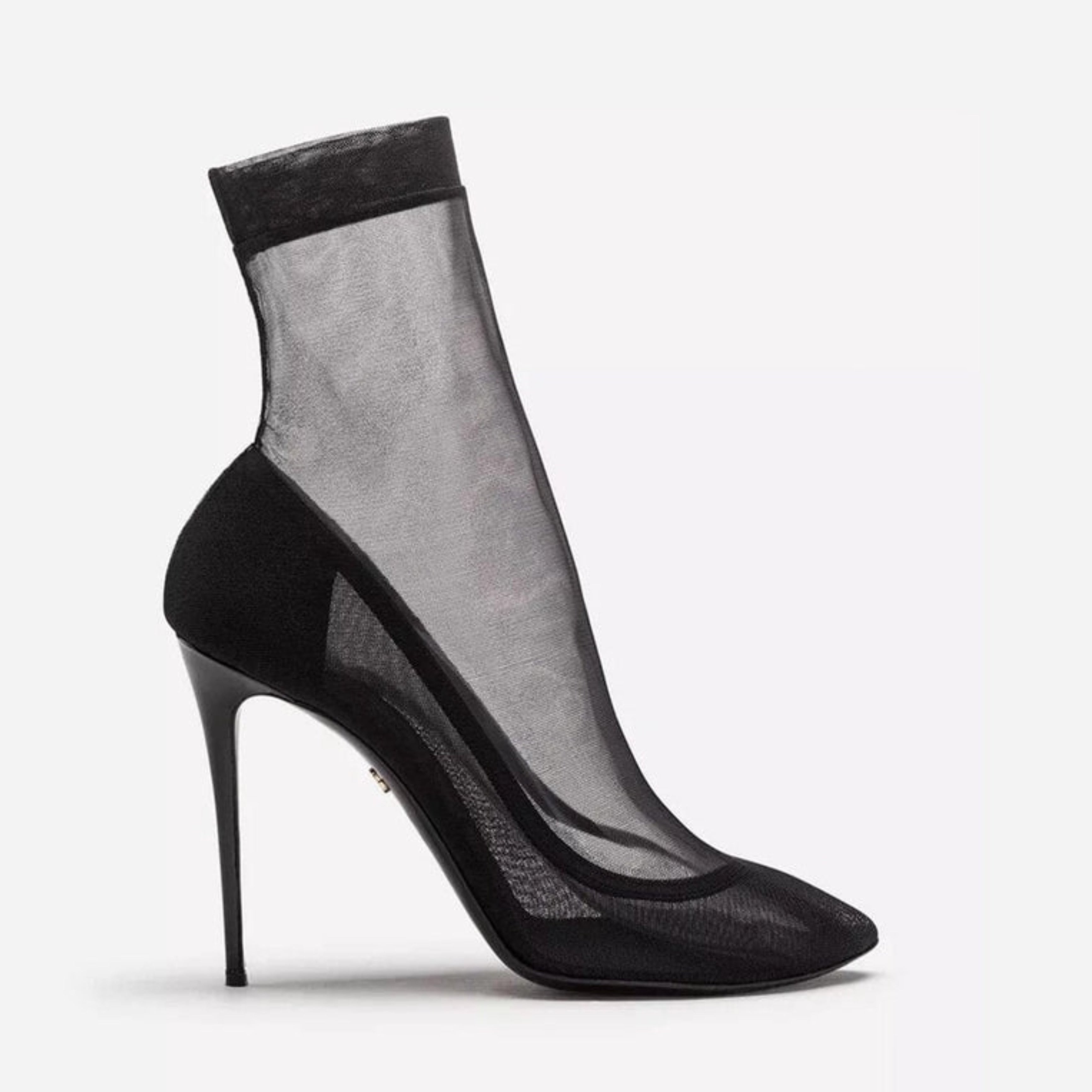 Дамски луксозни обувки на висок ток с мрежест чорап в черно DOLCE & GABBANA Women’s Luxury Black Stretch Socks Heels