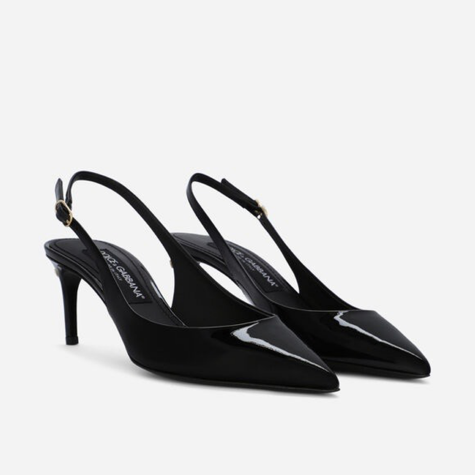 Dolce & Gabbana Cardinale Patent Leather Slingbacks Medial View