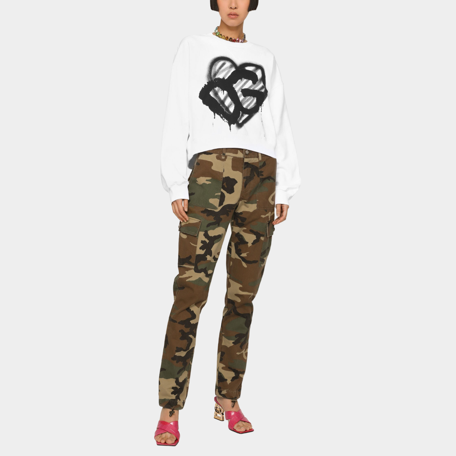 Dolce & Gabbana Camouflage Cargo Pant FTCH0T GDAT4 S9000 Front View